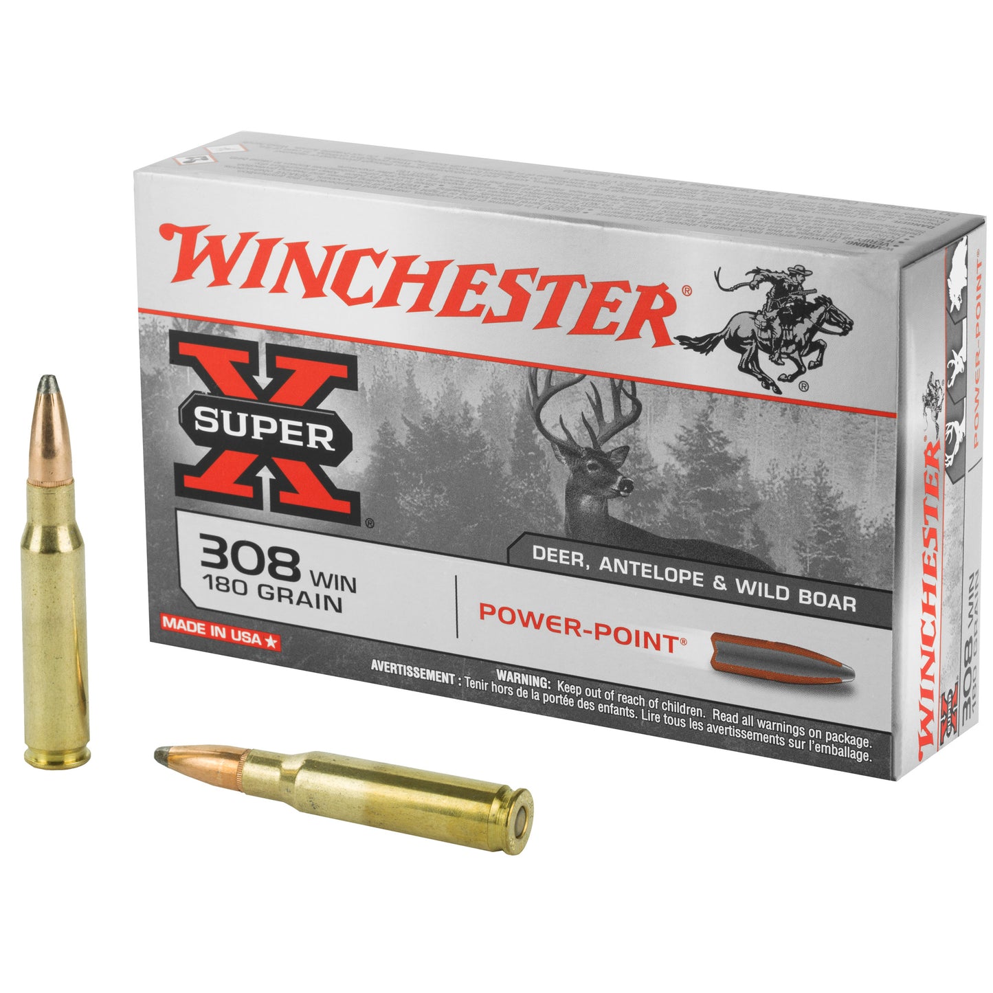 Winchester Ammunition Super-X Power Point .308 Winchester 180 Grain, 20 Rounds per Box