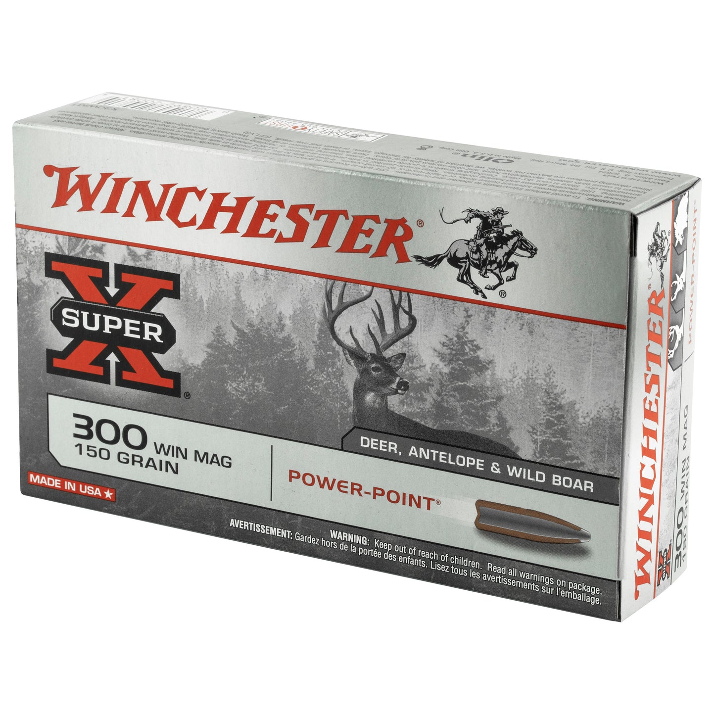 Winchester Ammunition Super-X Power-Point 300 Winchester Magnum, 150 Grain - Box of 20 Rounds