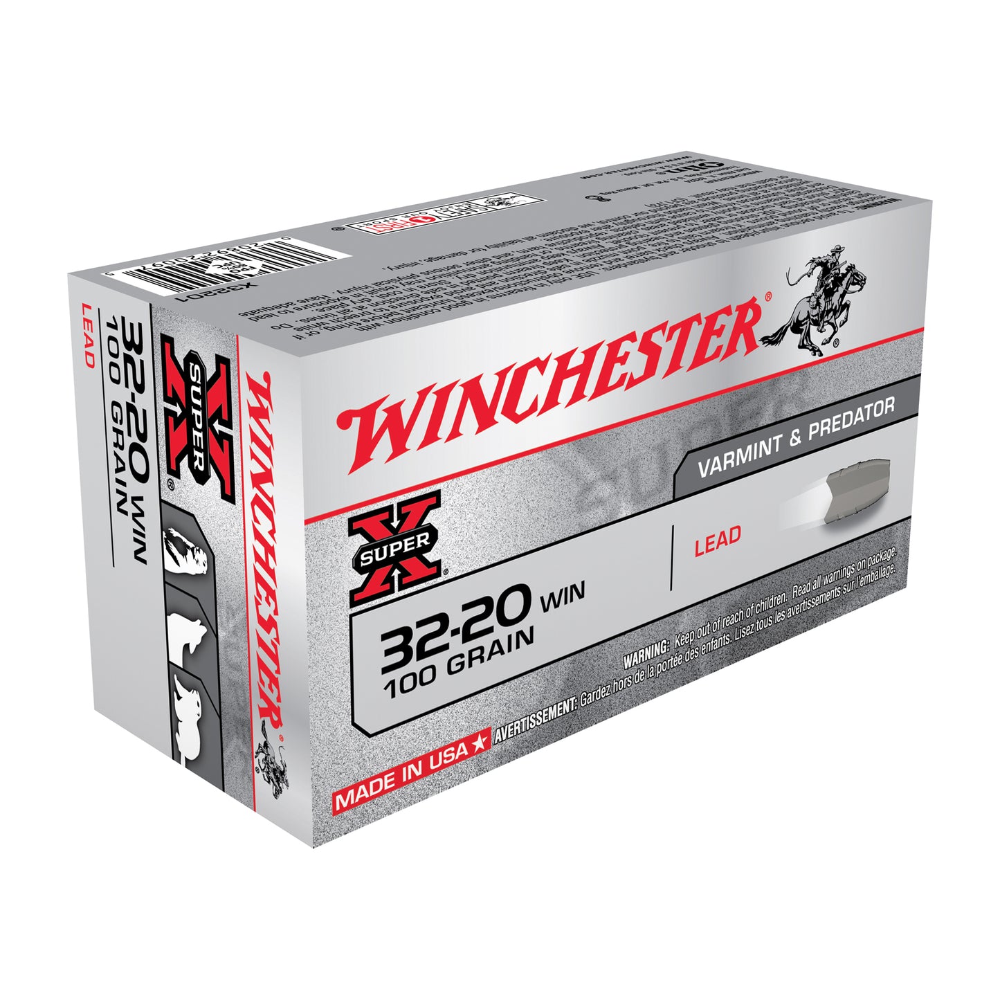 Winchester Ammunition Super-X 32-20 Winchester 100 Grain Lead Flat Nose - Pack of 50 Rounds