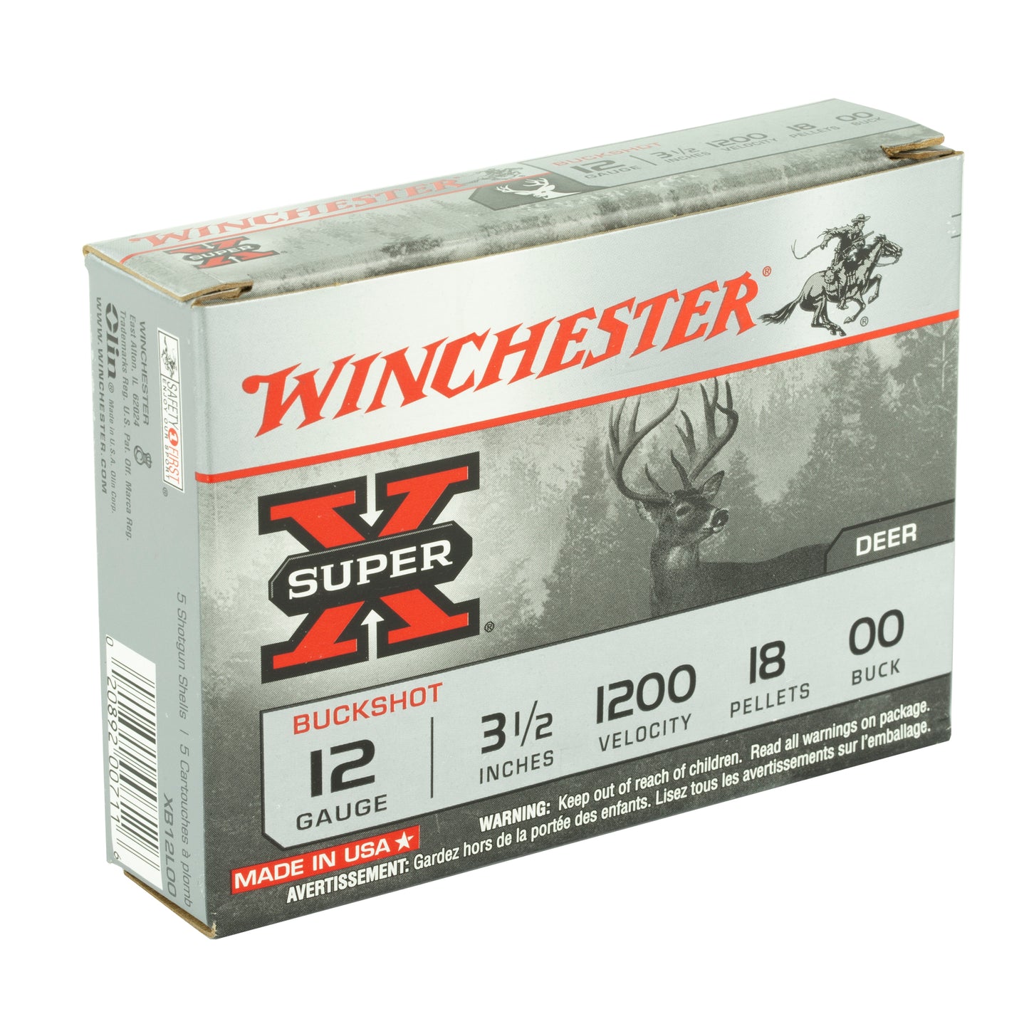 Winchester Ammunition Super-X 12 Gauge 3.5-Inch 00 Buckshot - 5 Rounds per Box