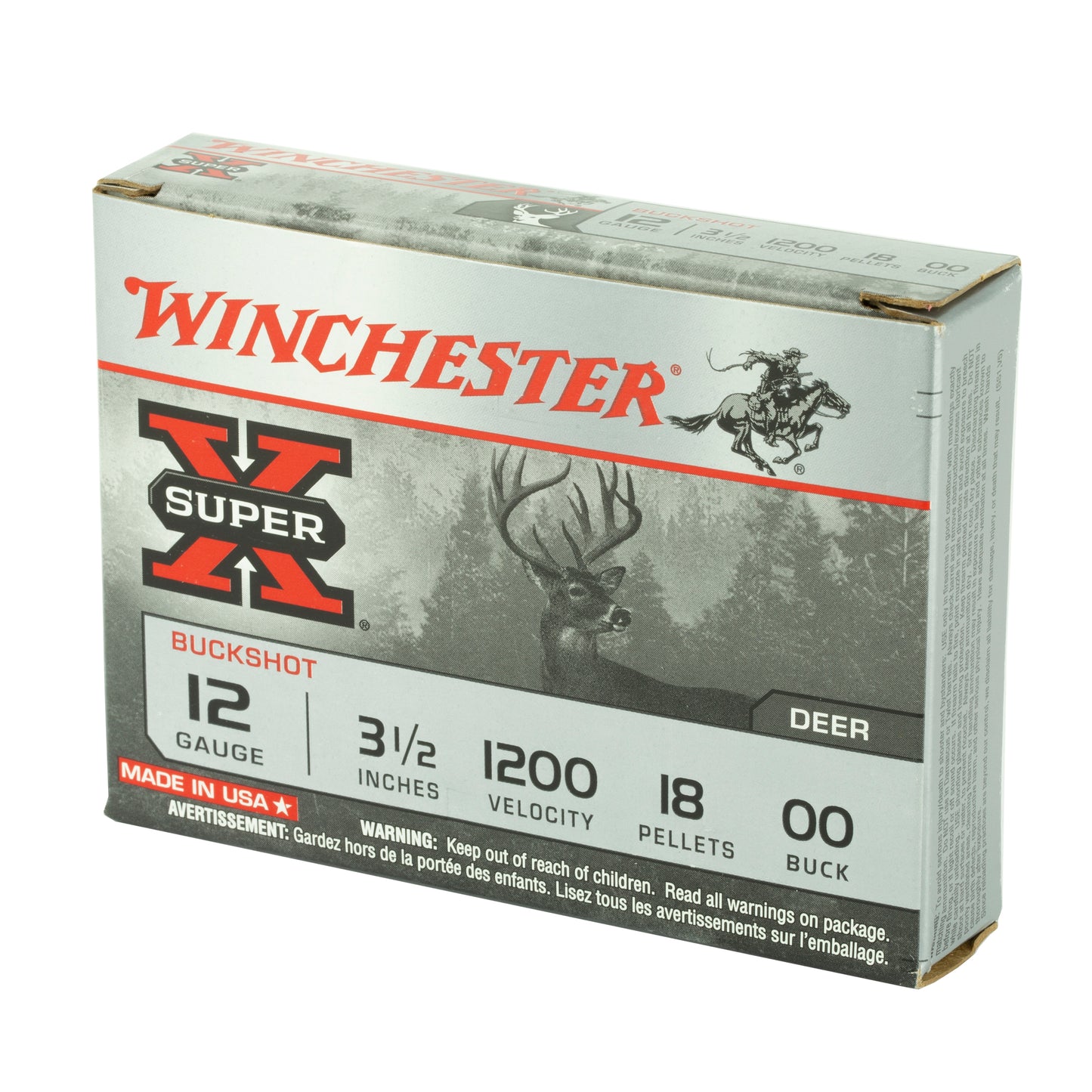 Winchester Ammunition Super-X 12 Gauge 3.5-Inch 00 Buckshot - 5 Rounds per Box