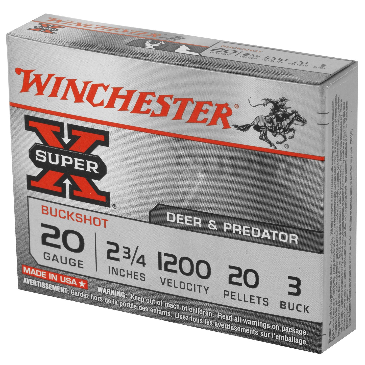 Winchester Ammunition Super-X 20 Gauge 2.75-Inch Buckshot * 3 Buckshot Pellets, 5 Rounds per Box