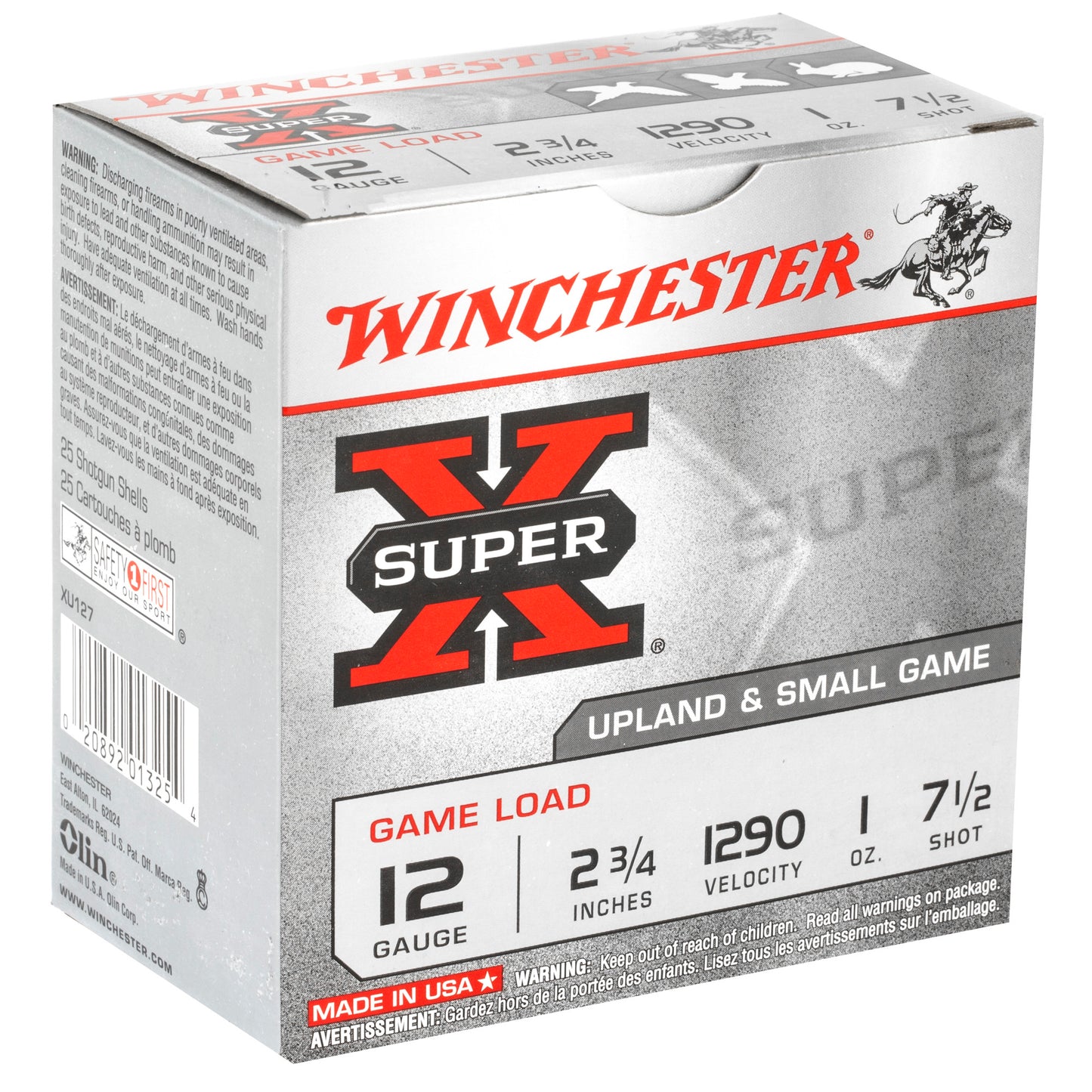 Winchester Ammunition Super-X 12 Gauge 2.75-Inch Shotshells, #7.5 Shot, 1 oz, 25-Round Box