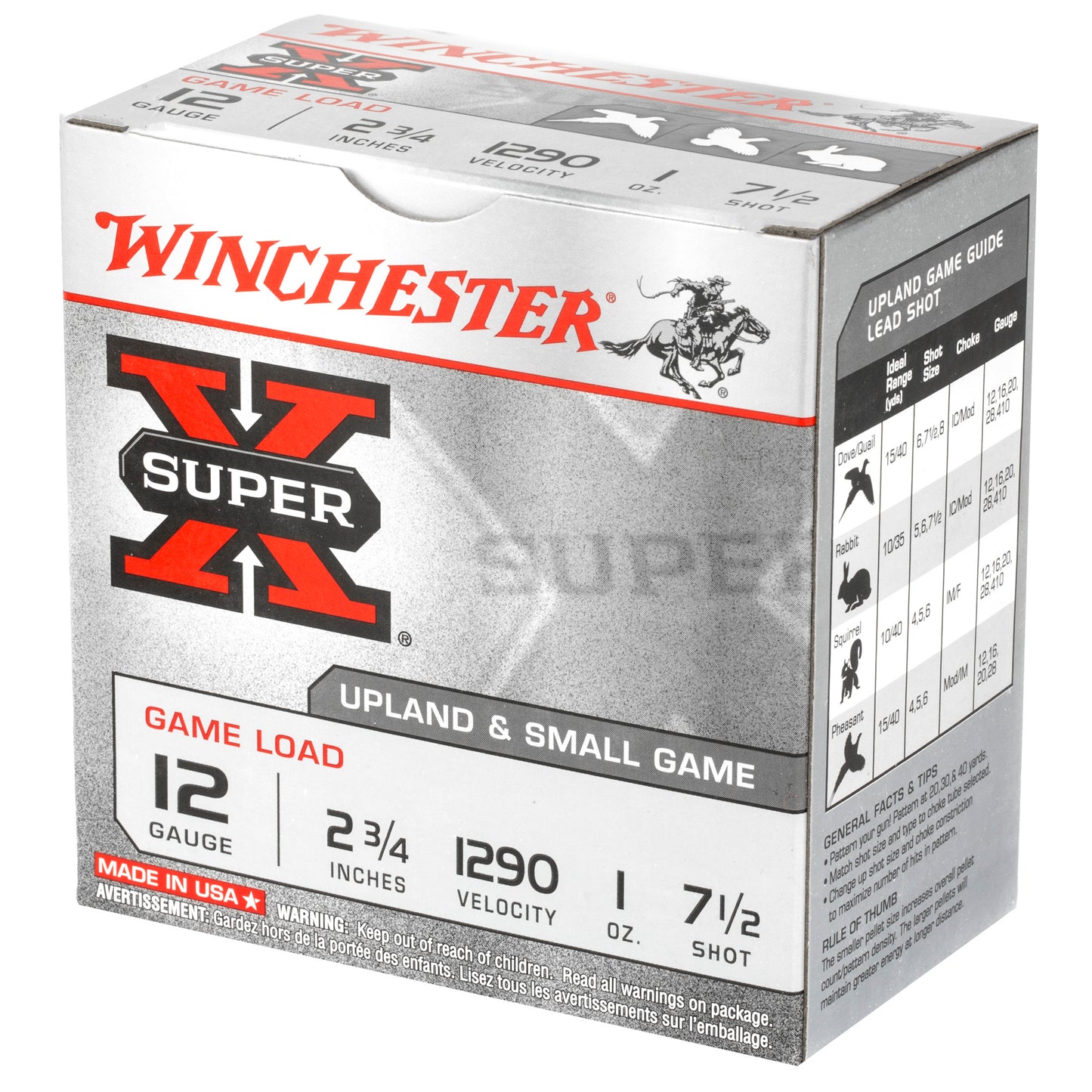Winchester Ammunition Super-X 12 Gauge 2.75-Inch Shotshells, #7.5 Shot, 1 oz, 25-Round Box
