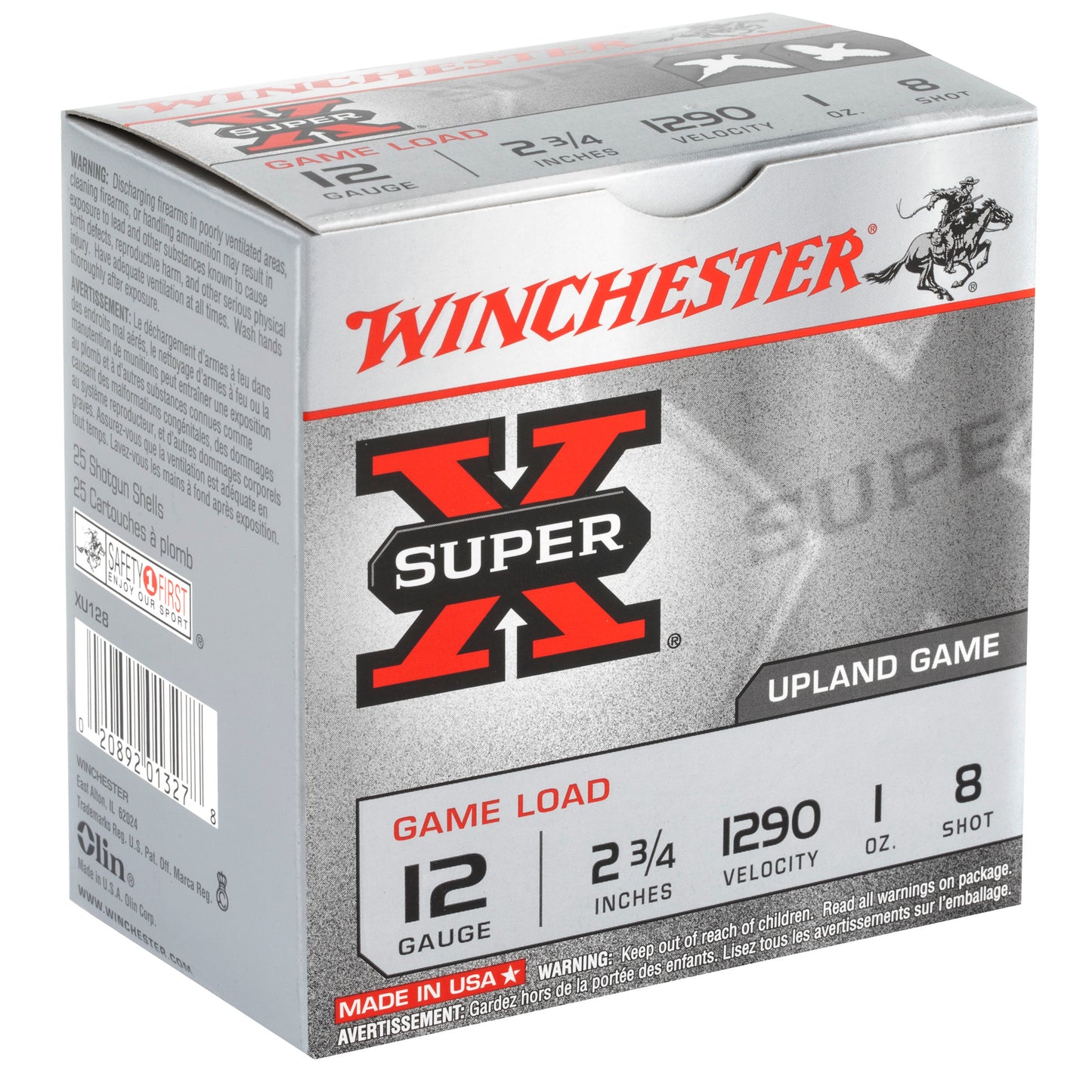 Winchester Ammunition Super-X 12 Gauge 2.75-Inch Shotshells * 1 oz #8, 25 Rounds per Box
