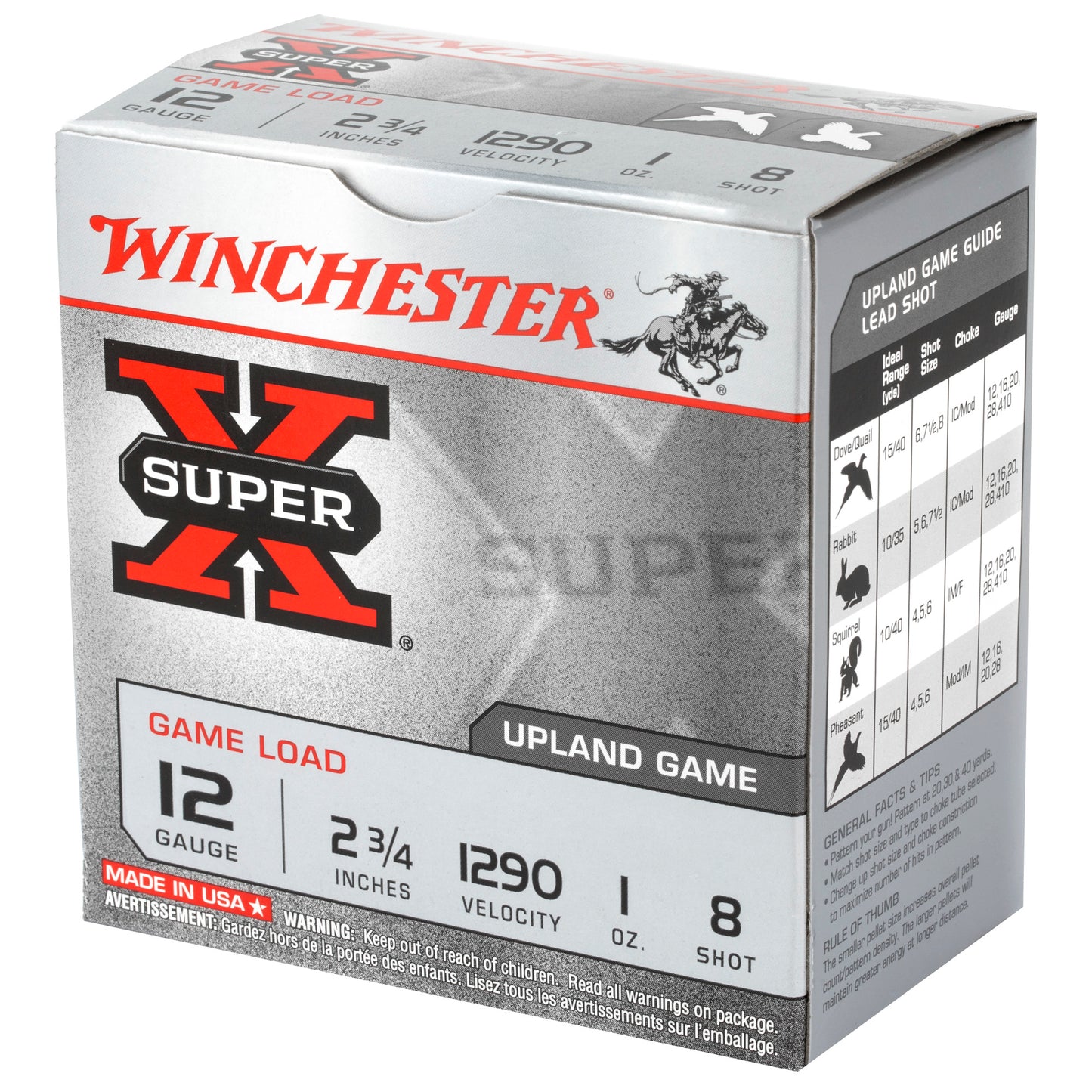 Winchester Ammunition Super-X 12 Gauge 2.75-Inch Shotshells * 1 oz #8, 25 Rounds per Box