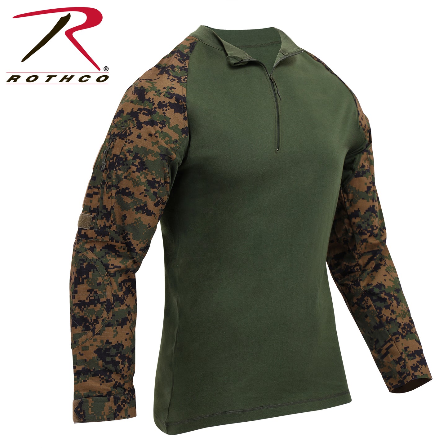 Rothco 1/4 Zip Tactical Airsoft Combat Shirt Woodland Digital Camo Size XL