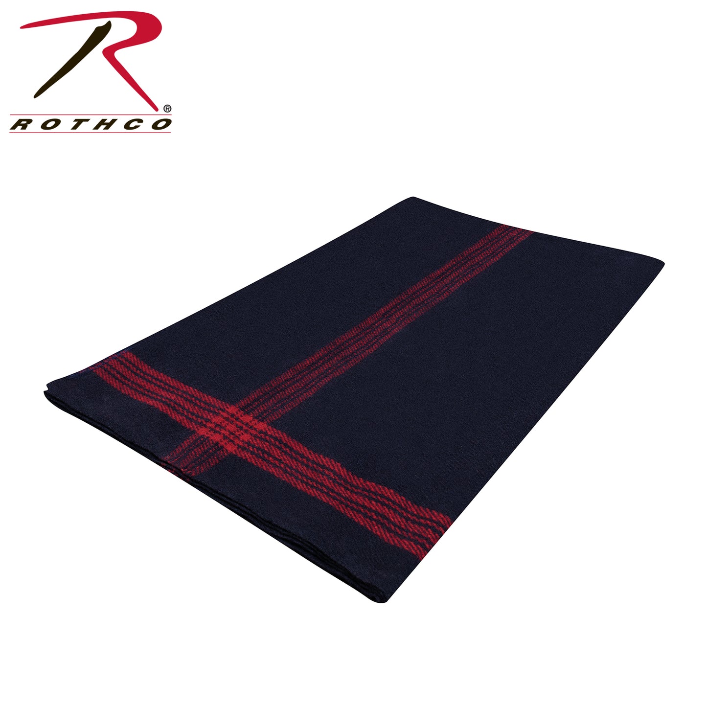 Rothco Striped Outdoor Wool Blanket Navy Blue / Red Size One Size