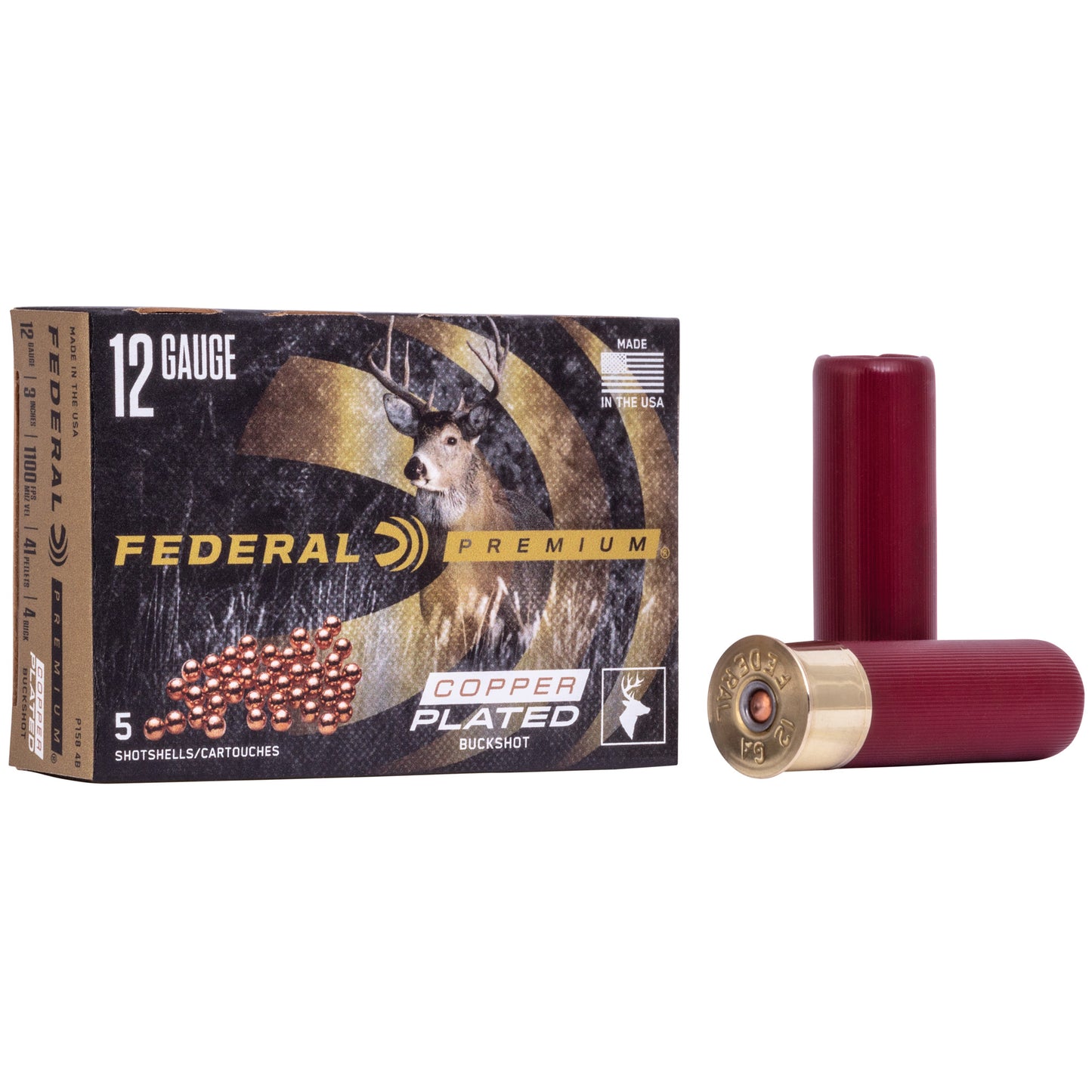 Federal Premium Vital-Shok 12 Gauge 3-inch 4 Buckshot * 2 oz Copper-Plated Buckshot for Hunting and Home Defense