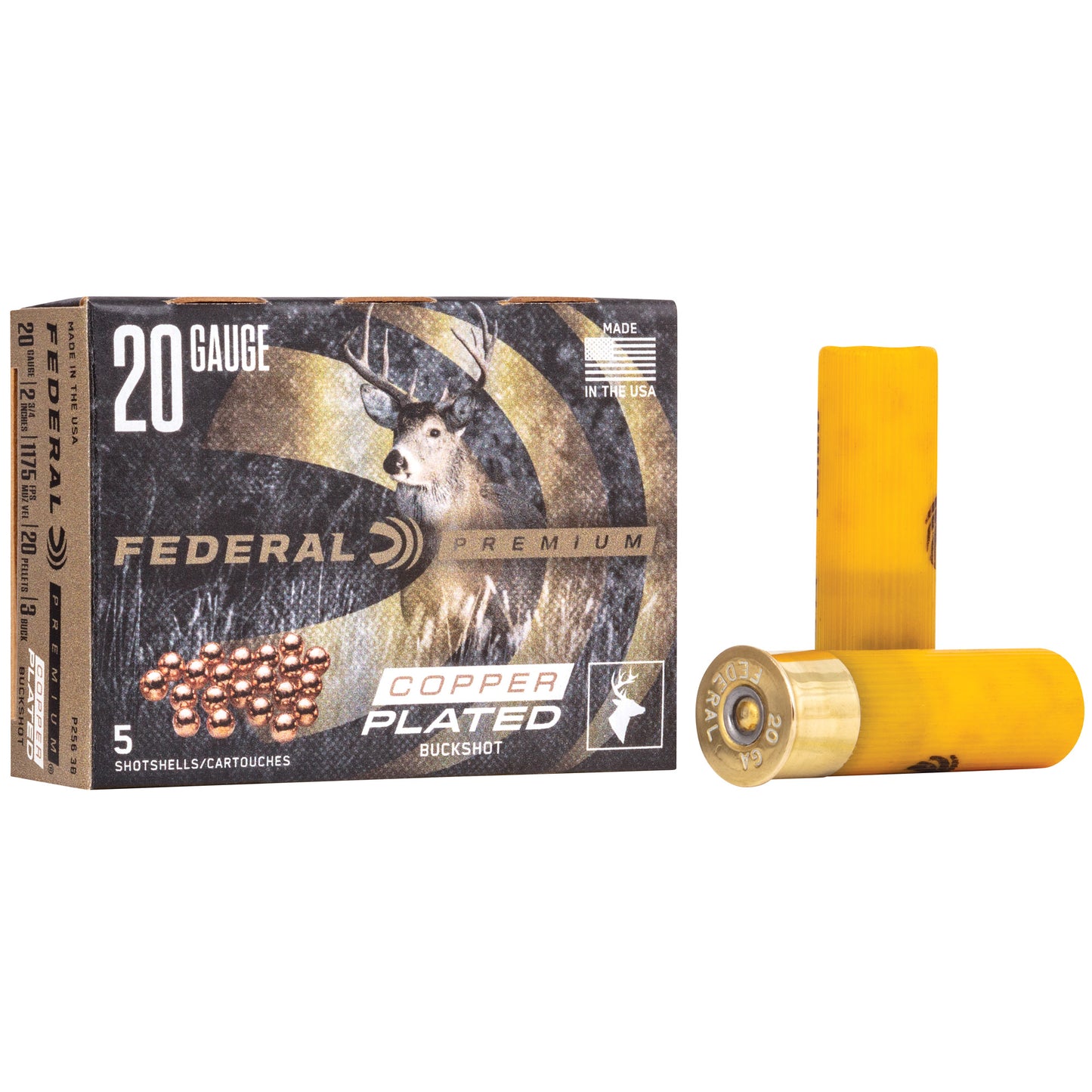 Federal Premium Vital-Shok 20 Gauge 2.75-Inch Buckshot with Copper-Plated Pellets - Model P2563B