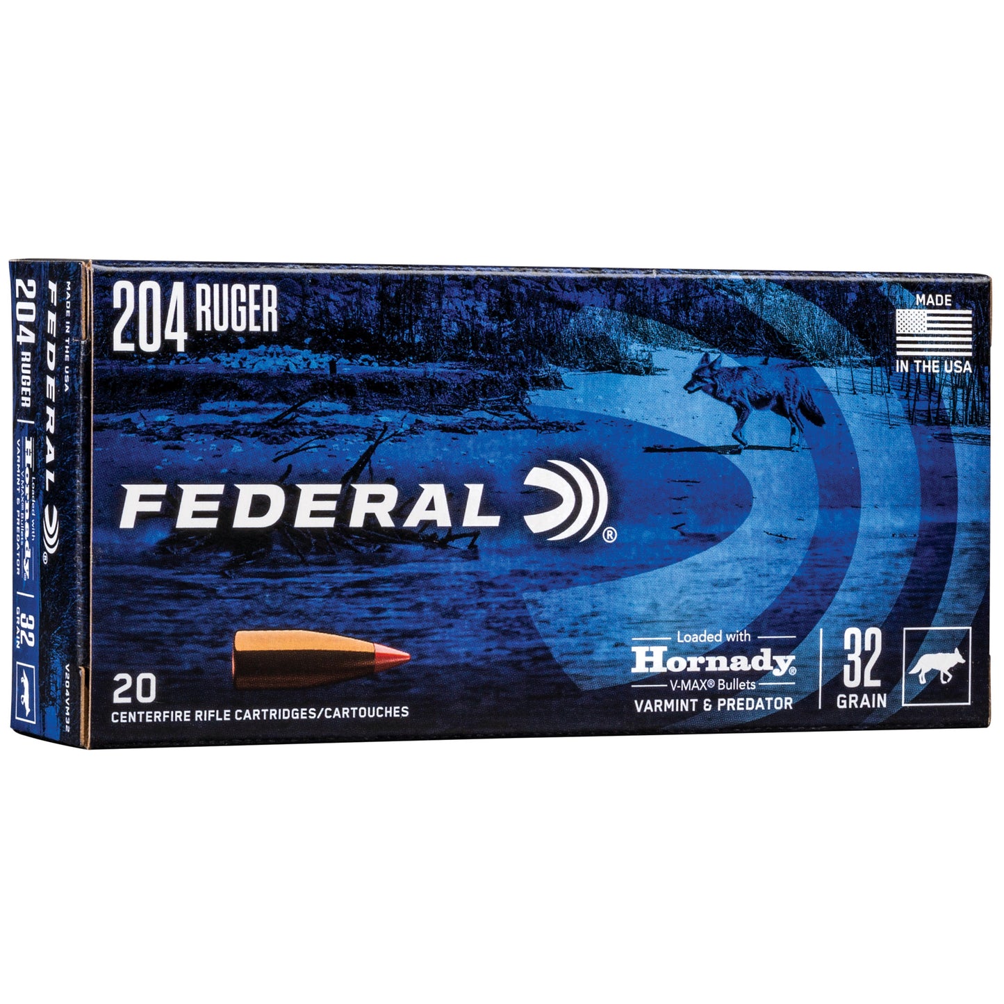 Federal Varmint & Predator 204 Ruger 32-Grain V-Max Ammunition - 20 Rounds