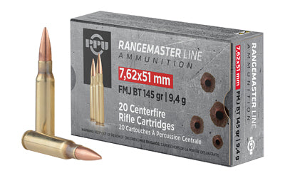 Prvi Partizan PPRM762 7.62x51mm NATO RangeMaster Full Metal Jacket Boat Tail Ammunition - 145 Grain, 20 Rounds per Box