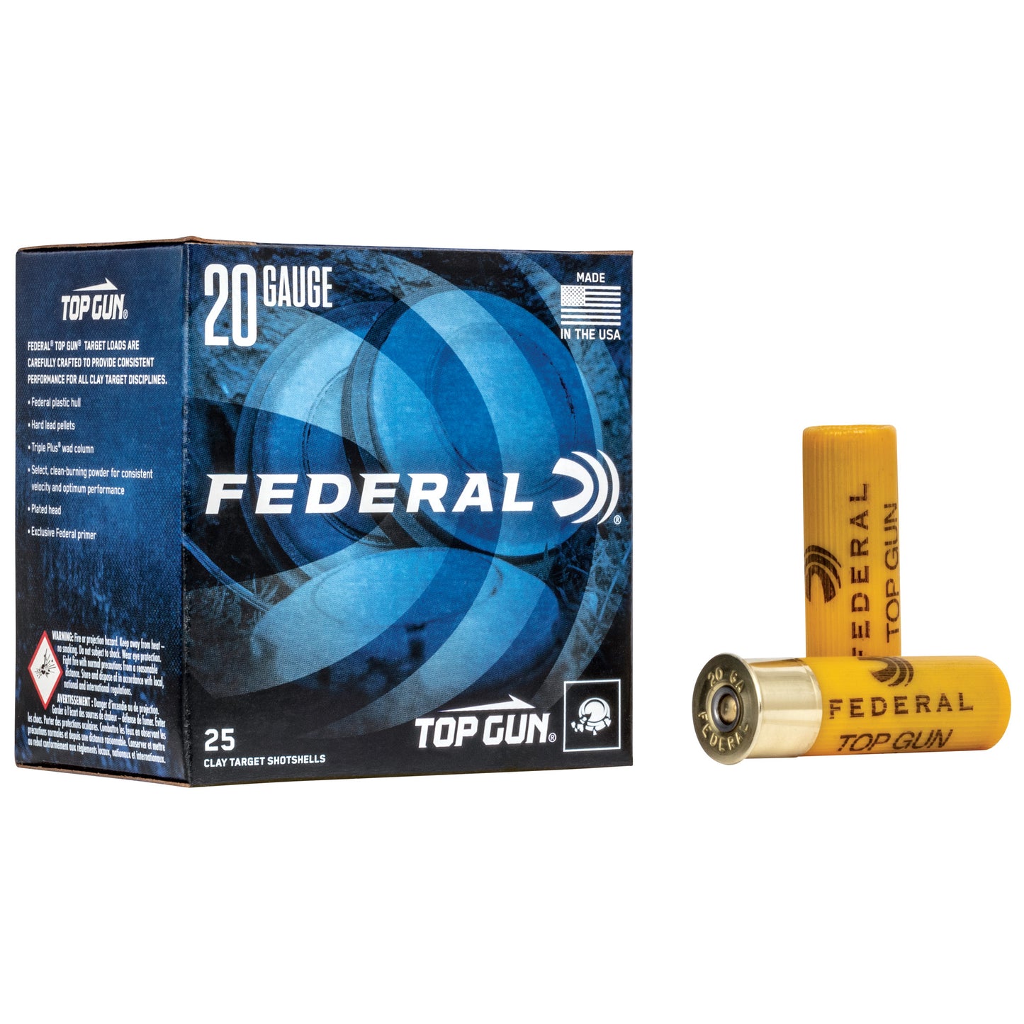 Federal Top Gun 20 Gauge Shotshells * 7/8 oz #8 Lead Shot for Clays and Hunting