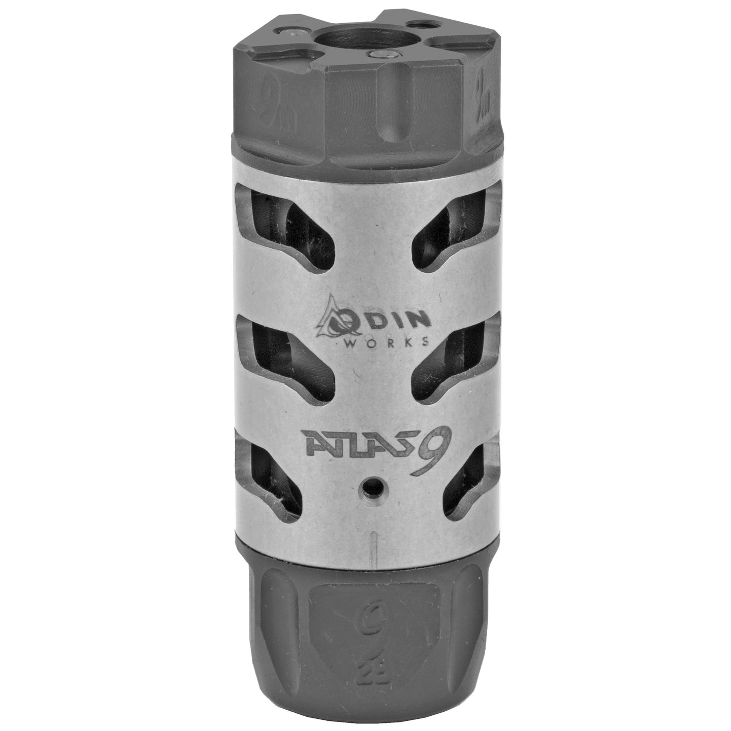 Odin Works 9mm Atlas Compensator - Silver, 1/2-28 Threaded Muzzle Brake