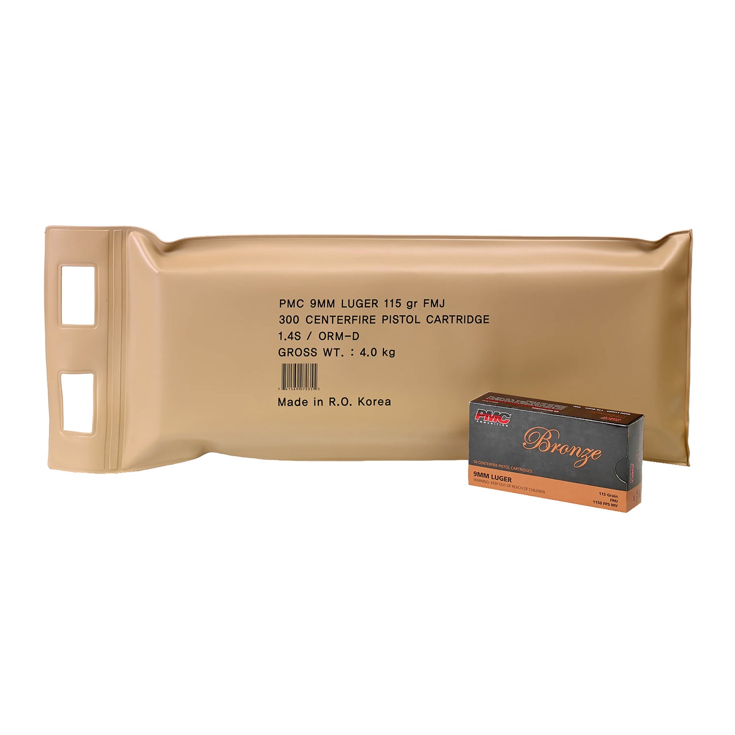 PMC Ammunition Bronze 9mm 115 Grain Full Metal Jacket Ammo (300 Rounds per Box)