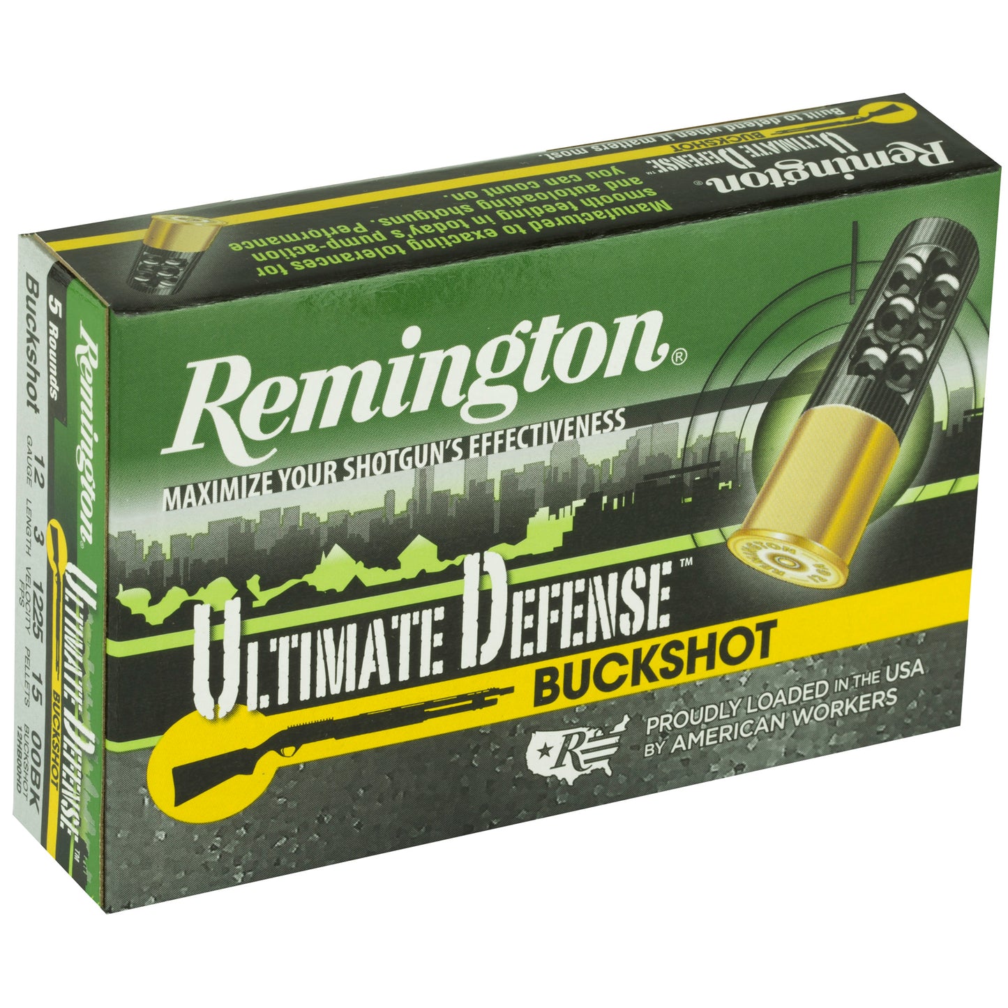 Remington Ultimate Defense 12-Gauge 00 Buckshot Shotshells, 5 Rounds per Box