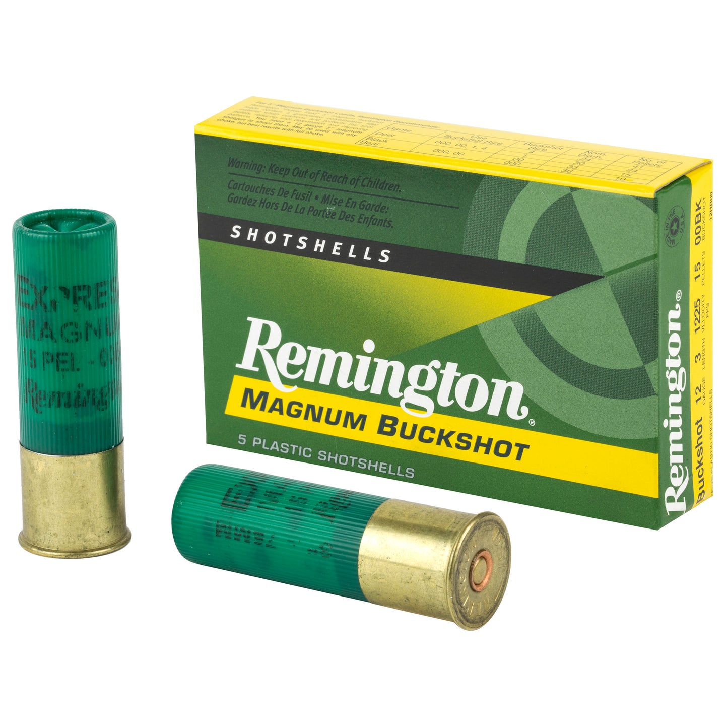 Remington Express Mag 12 Gauge 00 Buckshot - 4 Dram Shotgun Ammo, 5 Rounds per Box