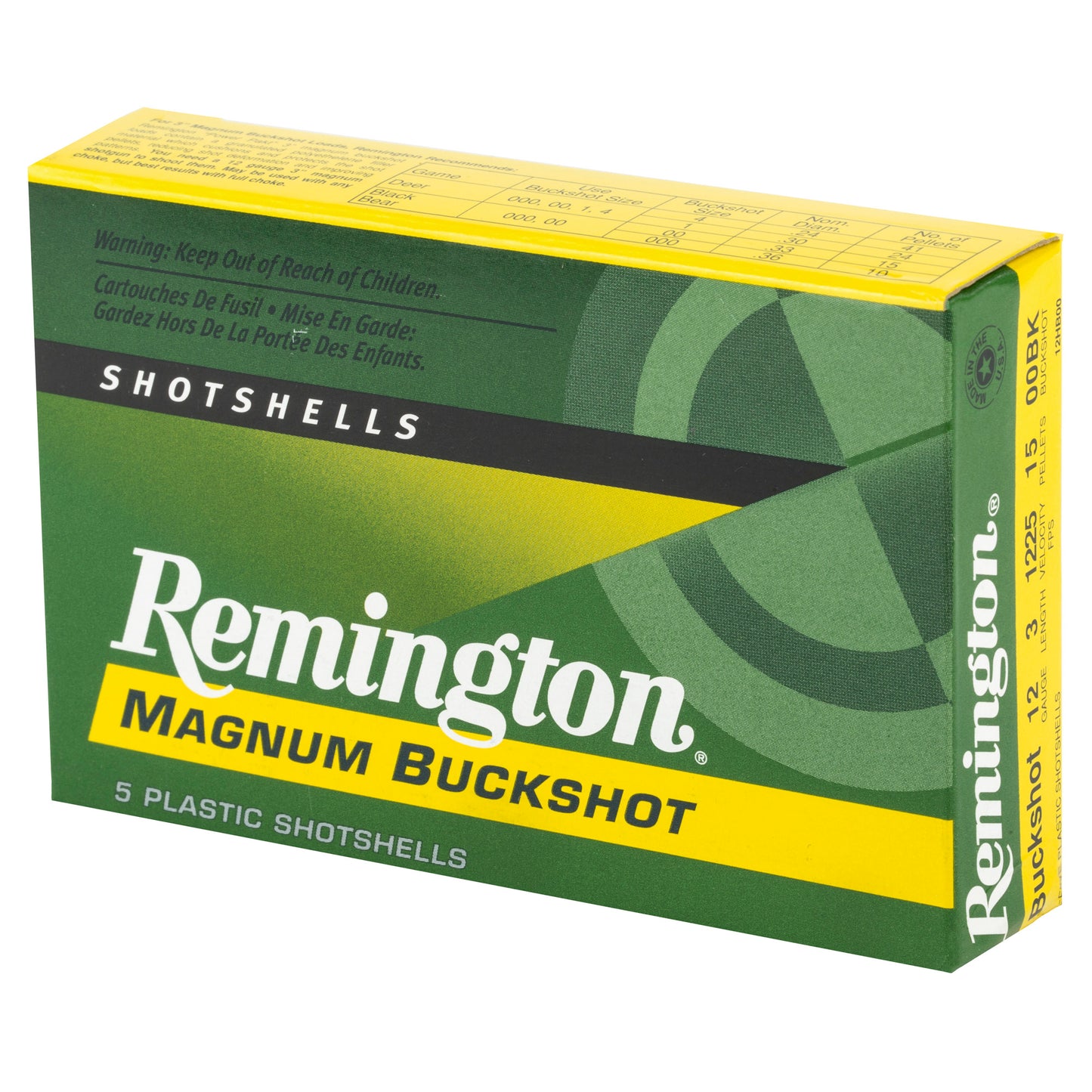Remington Express Mag 12 Gauge 00 Buckshot - 4 Dram Shotgun Ammo, 5 Rounds per Box