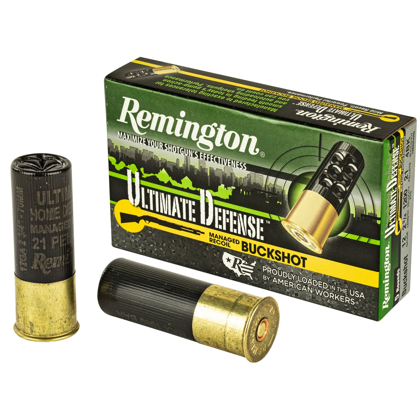 Remington Ultimate Defense 12 Gauge 2.75-inch Shotshell * Heavy-Duty 00 Buckshot for Maximum Power