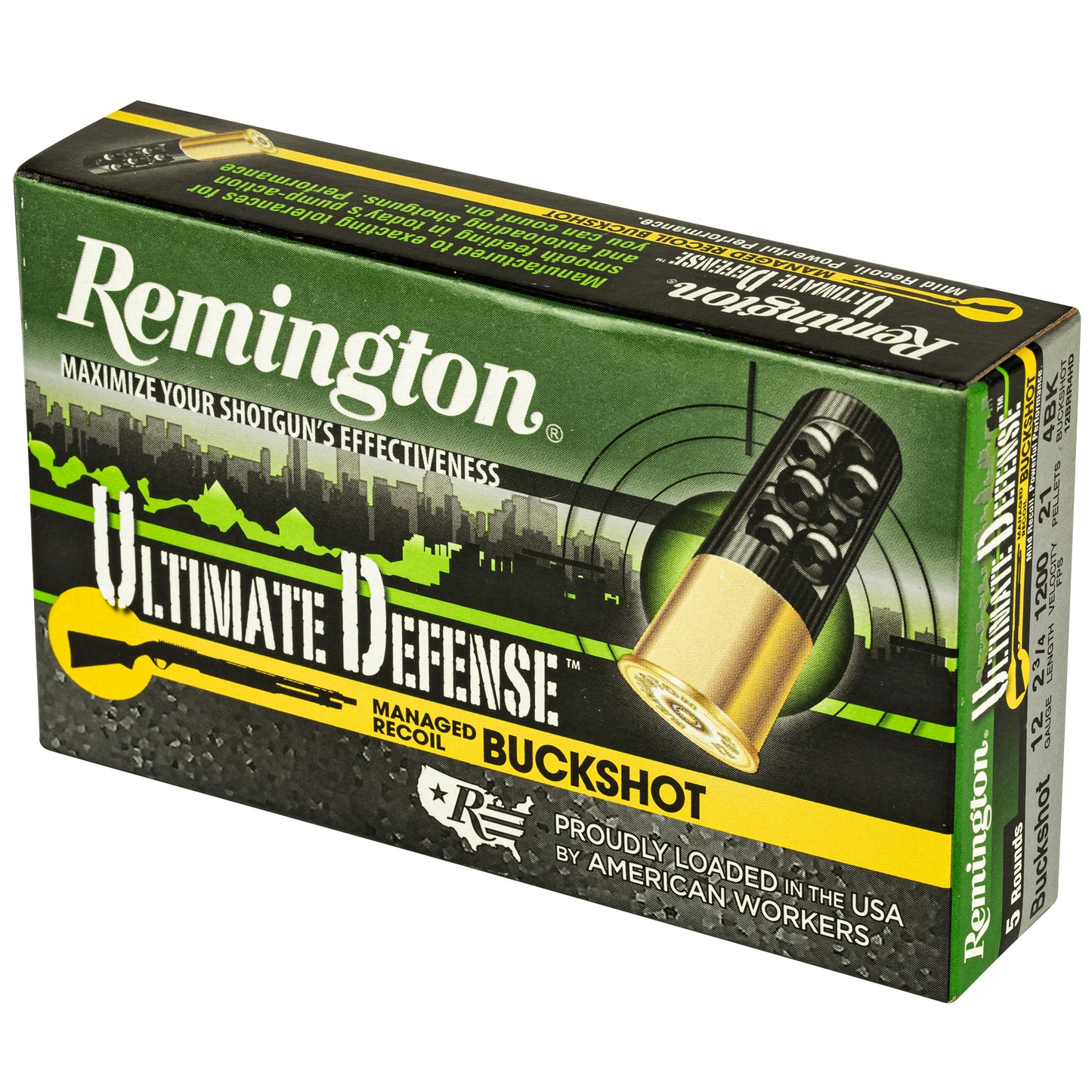 Remington Ultimate Defense 12 Gauge 2.75-inch Shotshell * Heavy-Duty 00 Buckshot for Maximum Power
