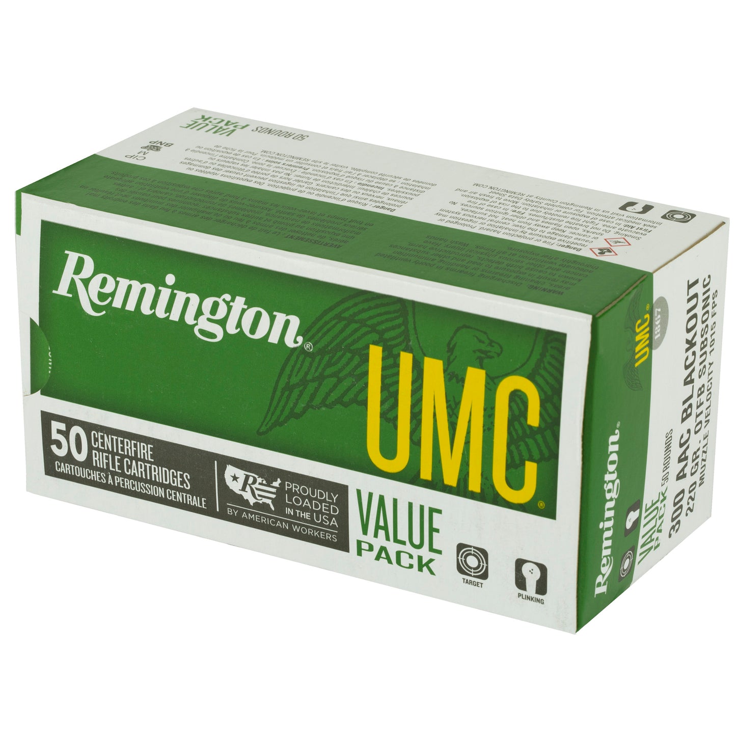Remington UMC 300 Blackout 220 Grain Open Tip Flat Base Rifle Ammunition - 50 Rounds per Box
