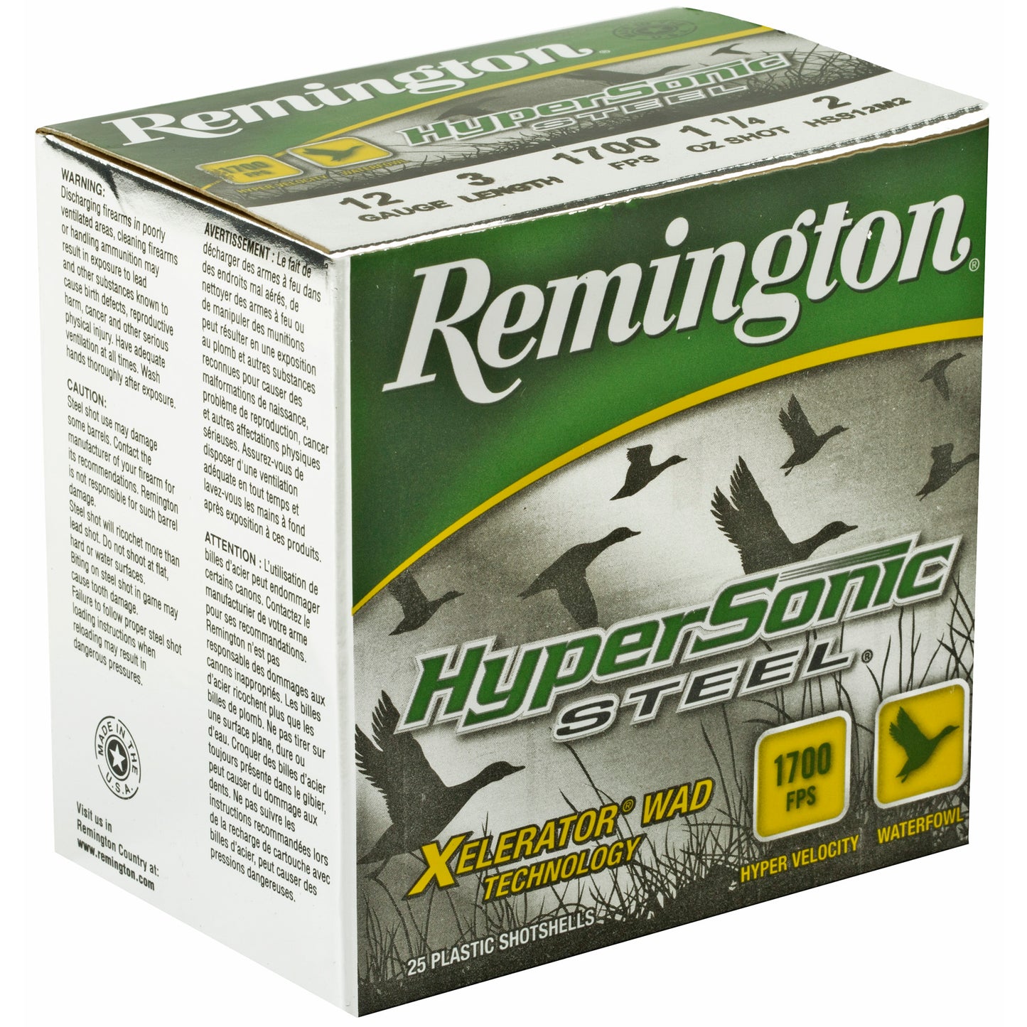 Remington Hypersonic Steel Shot 12 Gauge 3-inch #2 * High-Velocity Steel Shotshells for Waterfowl Hunting