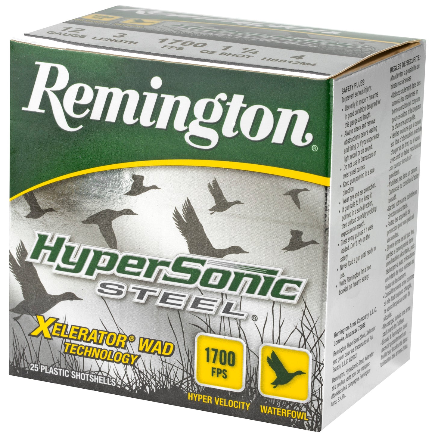 Remington Hypersonic Steel Shot 12 Gauge 3-inch 1 1/4 oz #4 * High Velocity Steel Shot for Waterfowl and Hunting