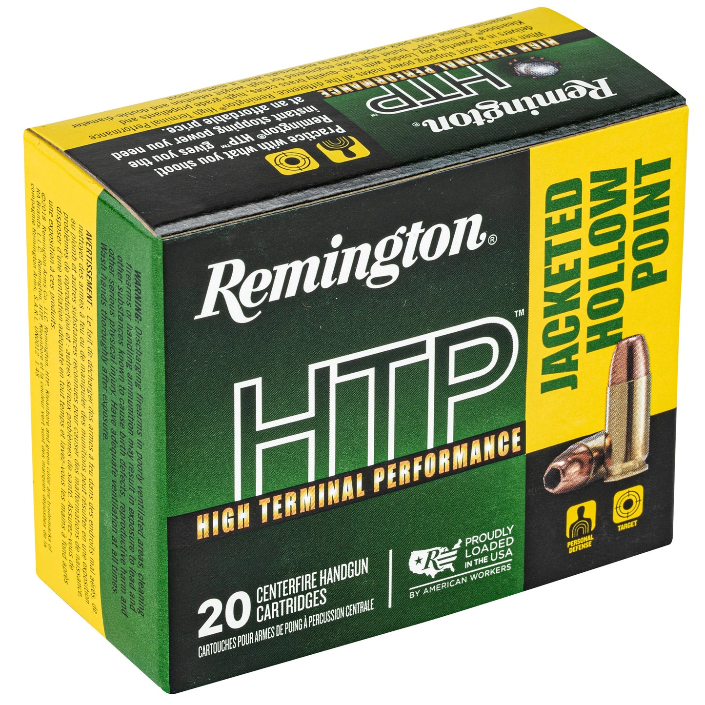 Remington High Terminal Performance 9mm +P Hollow Point Ammo - 115 Grain, 20 Rounds Per Box