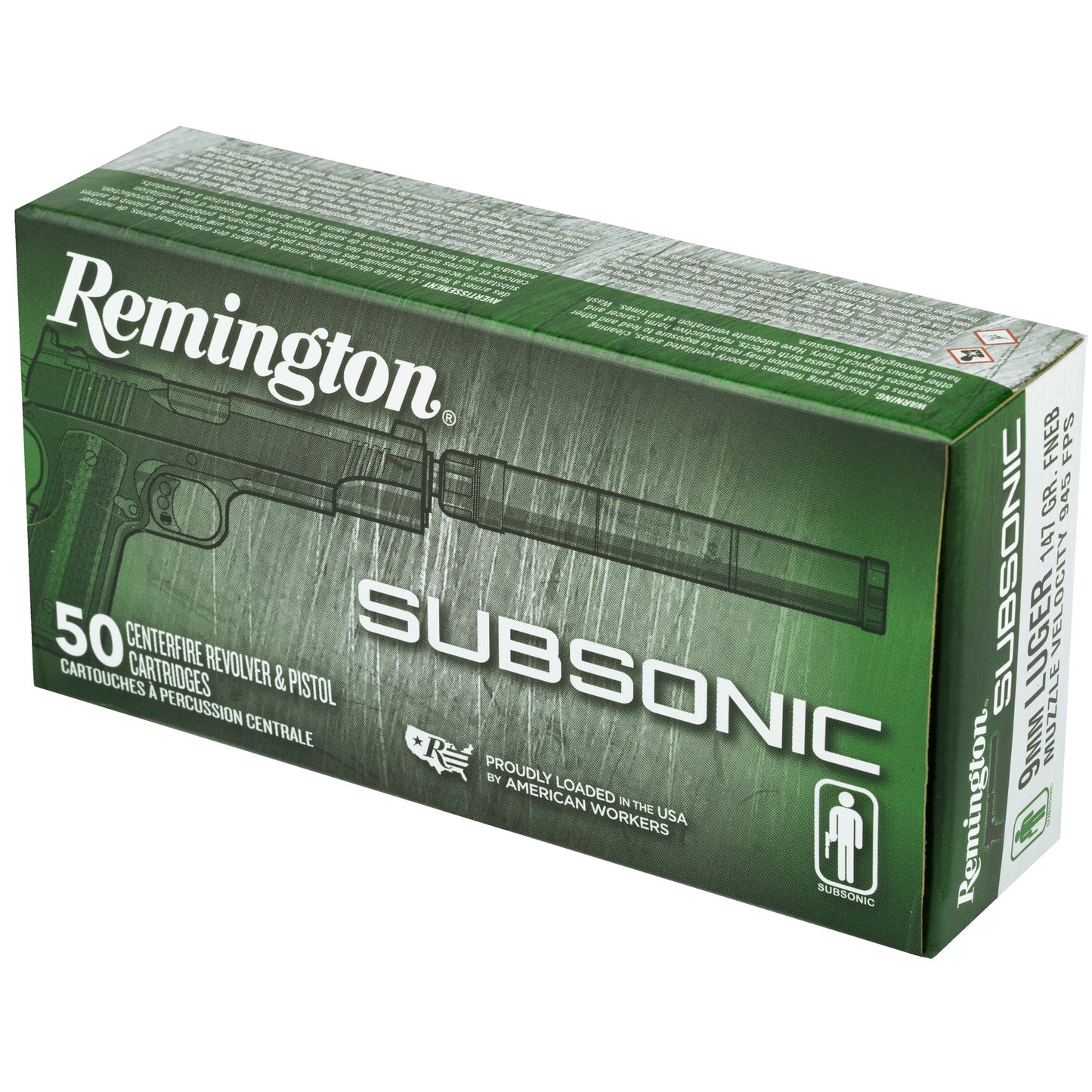 Remington Subsonic 9mm 147-Grain Flat Nose Ammunition * Quiet & Reliable for Suppressed Firearms
