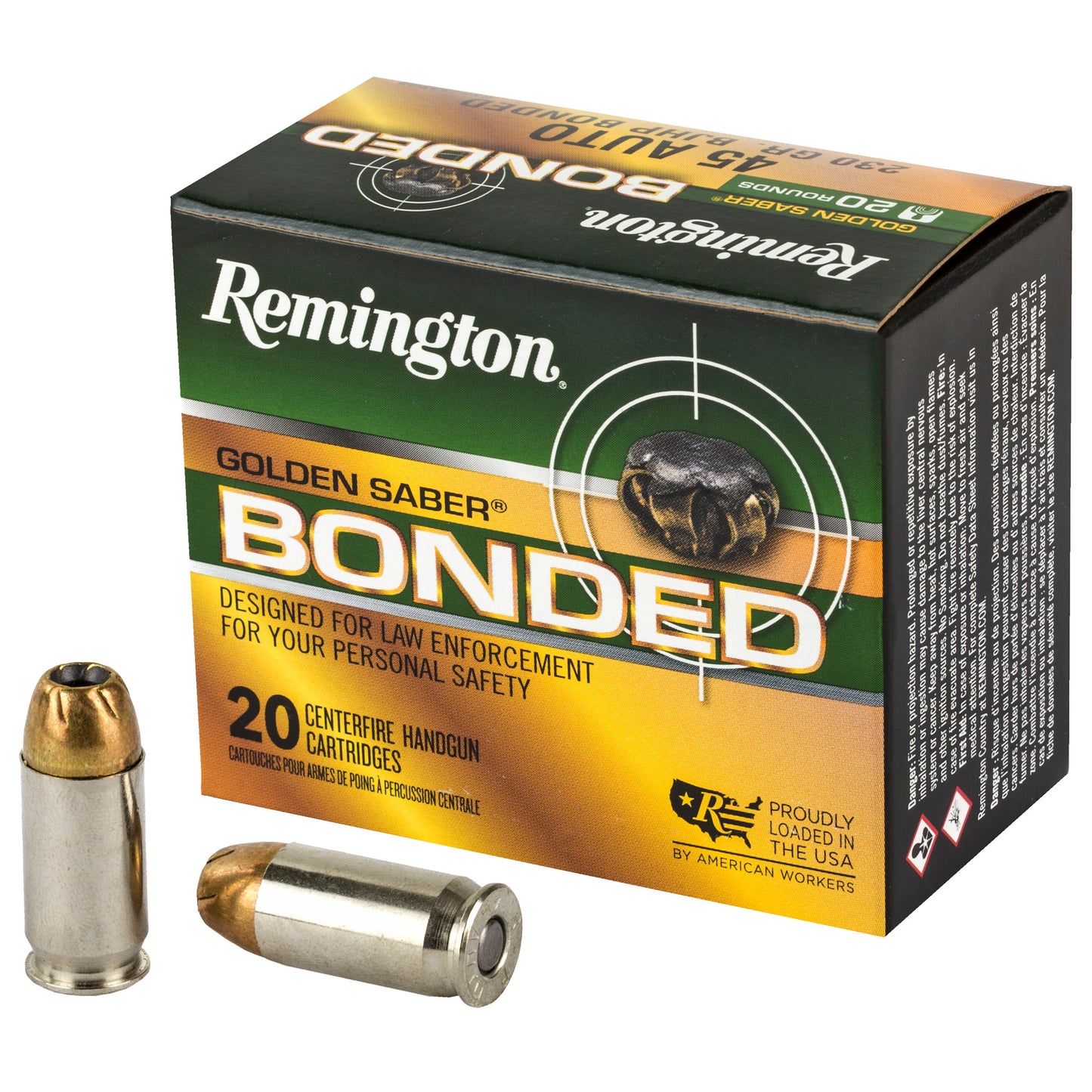 Remington Golden Saber 45 ACP 230-Grain Bonded Hollow Point Ammunition, 20 Rounds per Box
