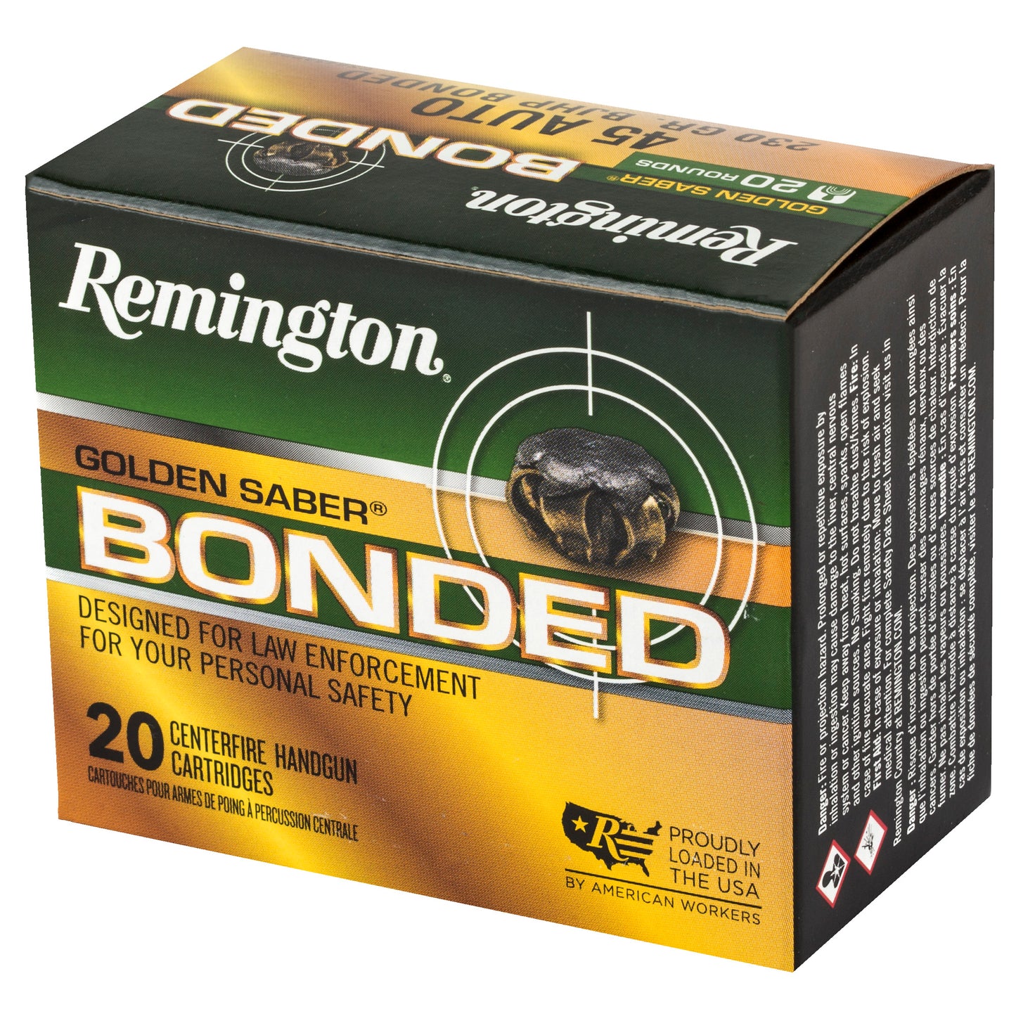 Remington Golden Saber 45 ACP 230-Grain Bonded Hollow Point Ammunition, 20 Rounds per Box