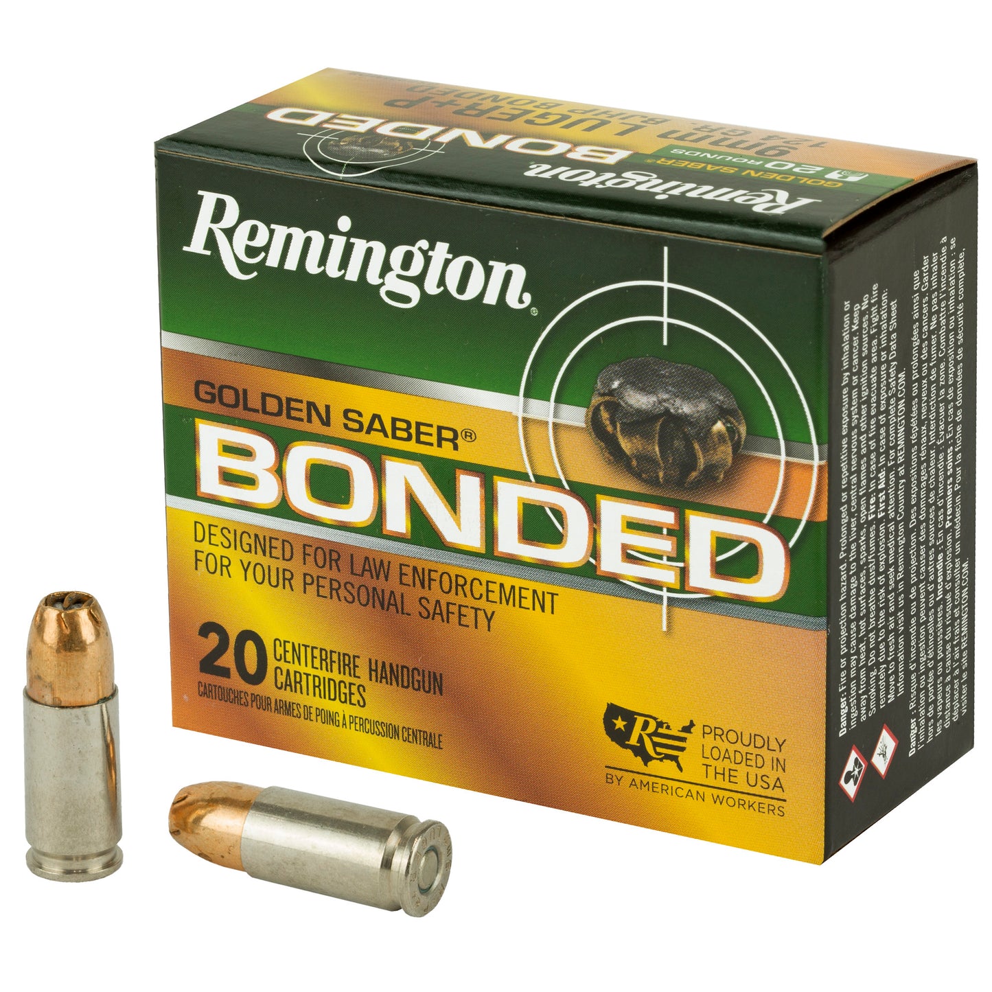Remington Golden Saber 9mm 124 Grain Bonded Hollow Point Handgun Ammunition - 20 Rrounds per Box