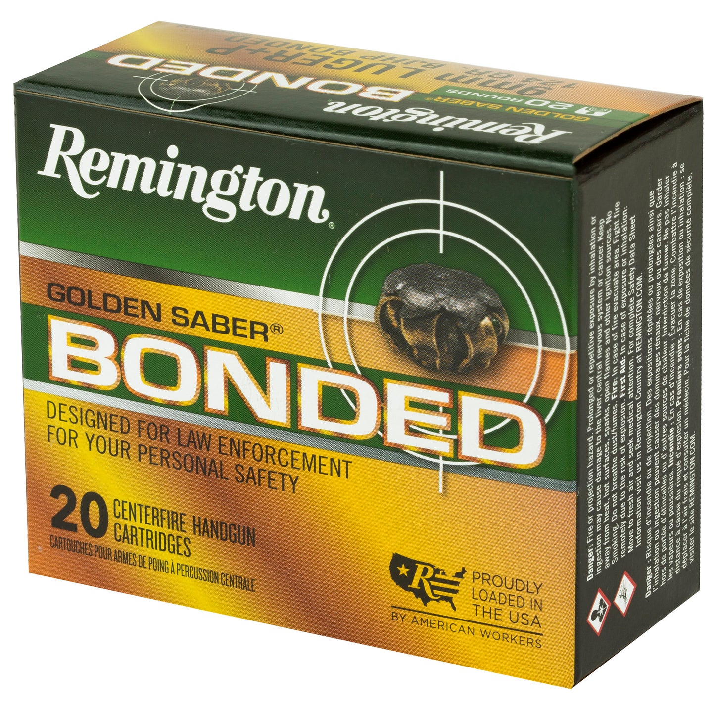 Remington Golden Saber 9mm 124 Grain Bonded Hollow Point Handgun Ammunition - 20 Rrounds per Box