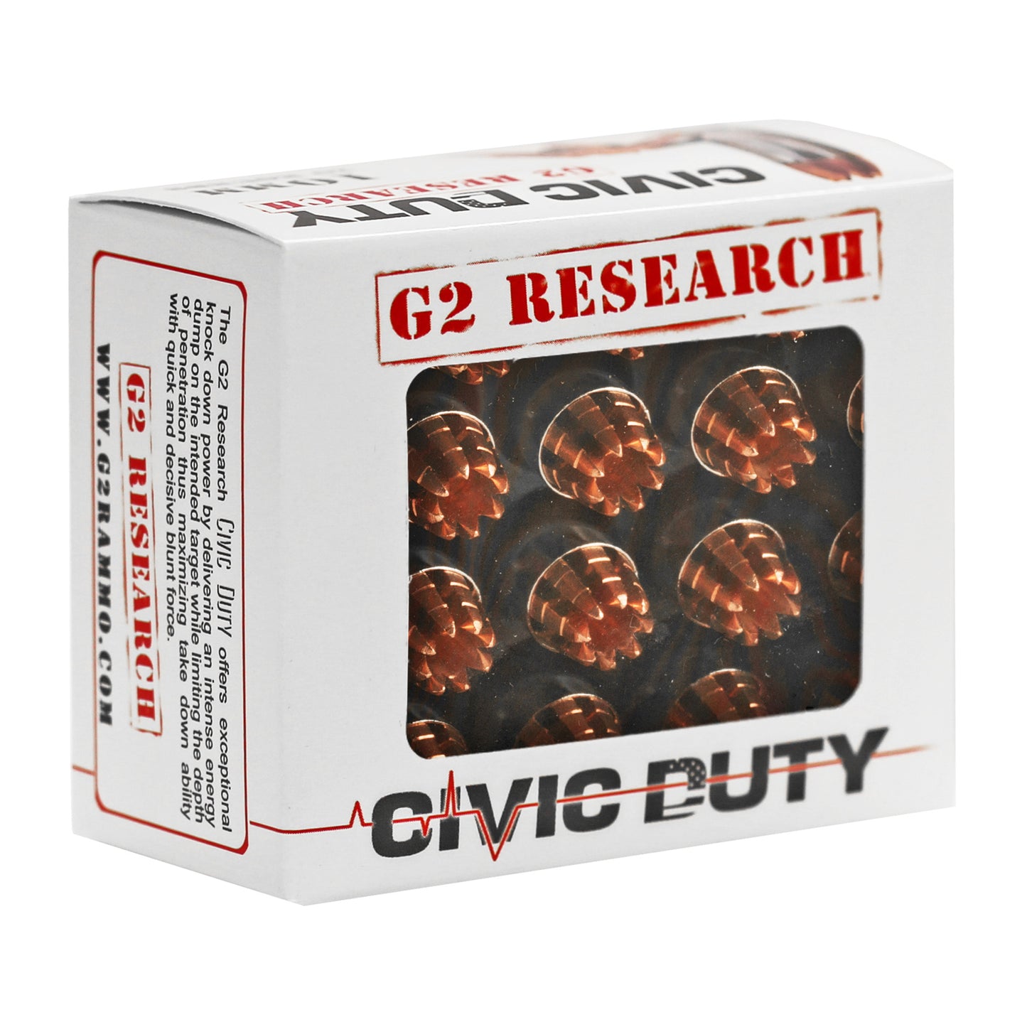 G2 Research Civic Duty 10mm 122-Grain Copper Self-Defense Ammunition - Box of 20