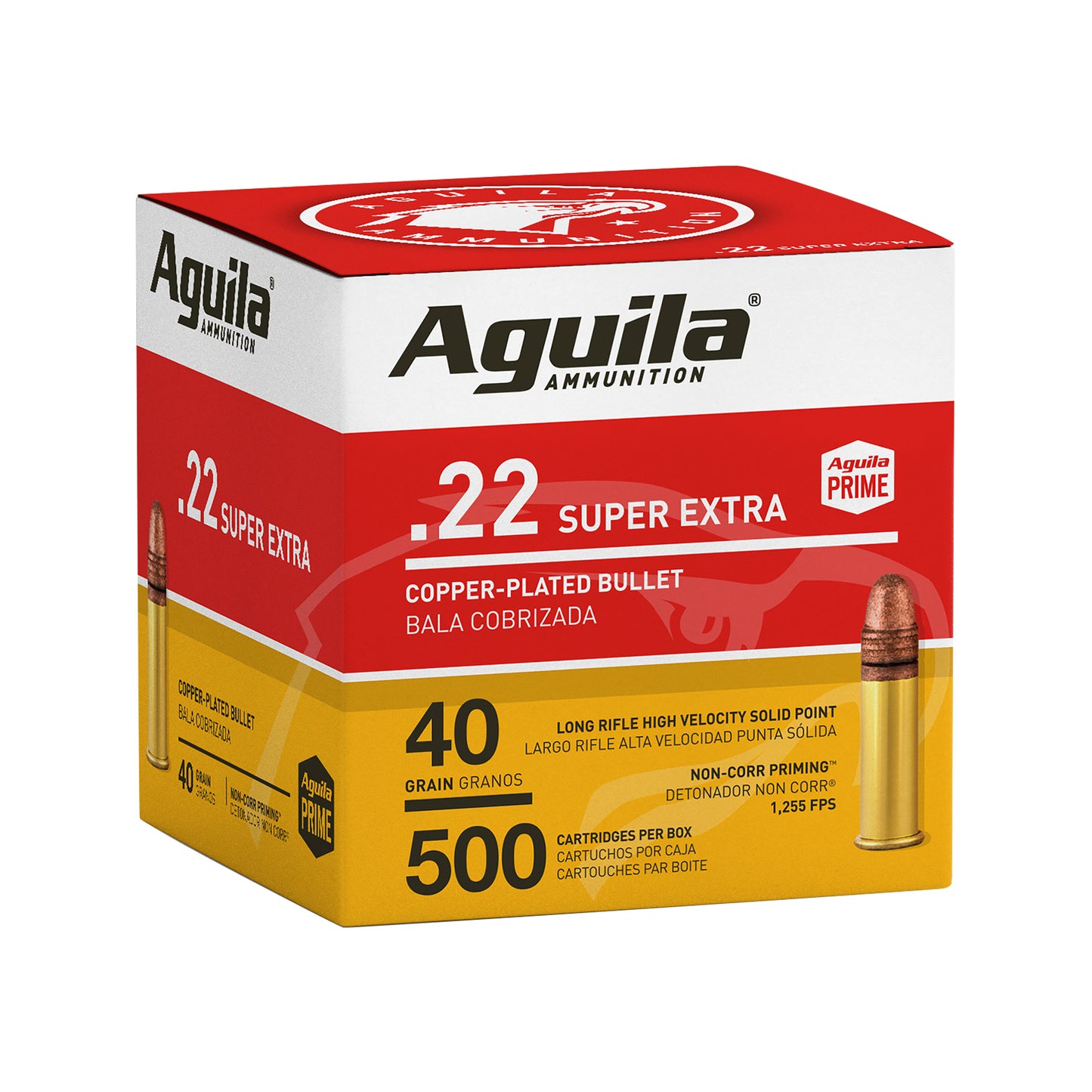 Aguila Ammunition 22LR Rimfire Solid Point 40-Grain High Velocity Ammo - 500 Rounds per Box