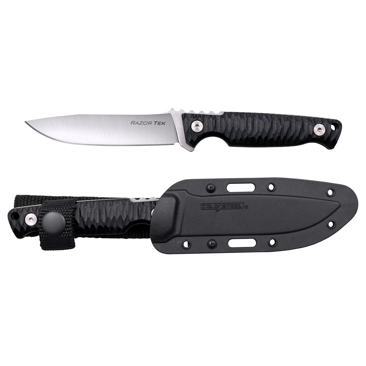 Cold Steel Razor Tek Fixed Blade Knife - 4-Inch Plain Edge, Black Stainless Steel Handle