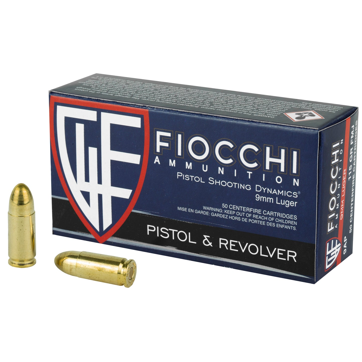 Fiocchi Ammunition 9mm 147 Grain FMJ Centerfire Pistol Ammo * 50 Rounds per Box, 1000 per Case