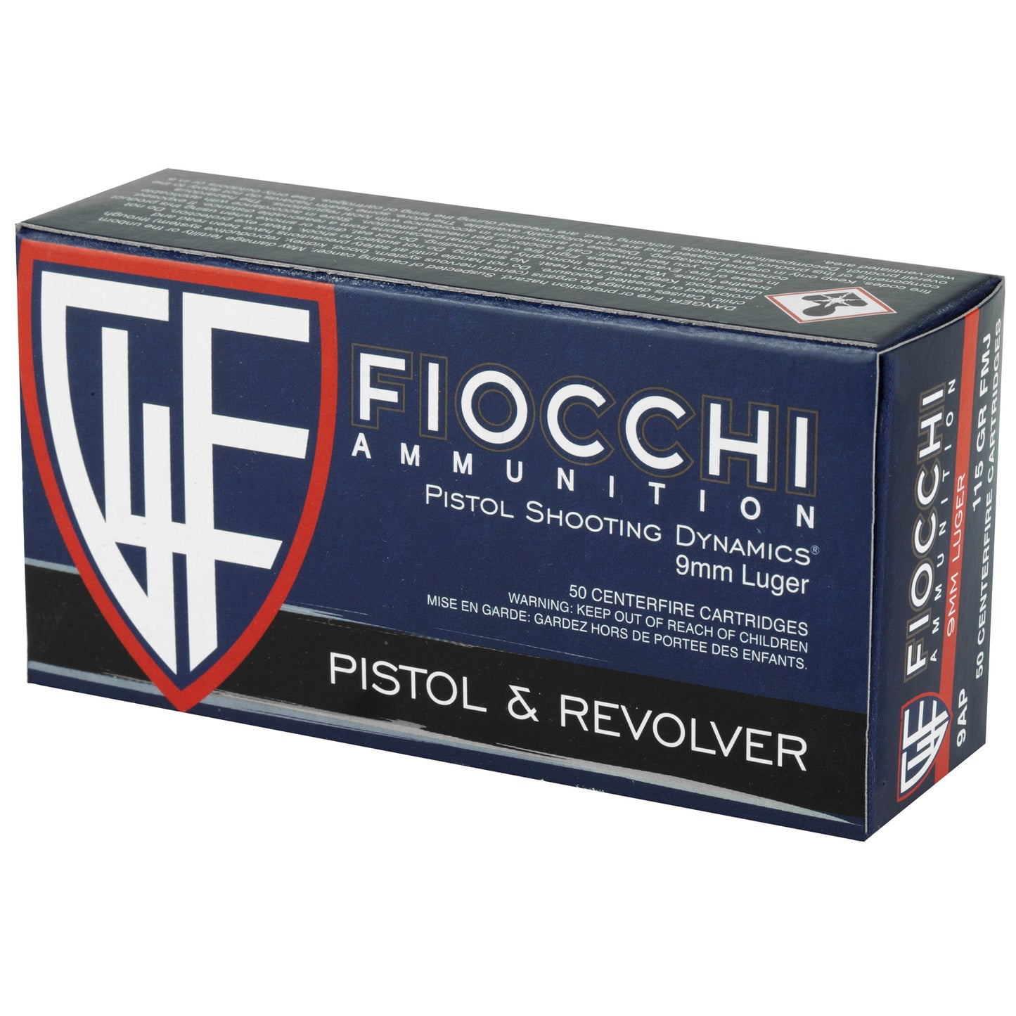 Fiocchi Ammunition 9mm 147 Grain FMJ Centerfire Pistol Ammo * 50 Rounds per Box, 1000 per Case
