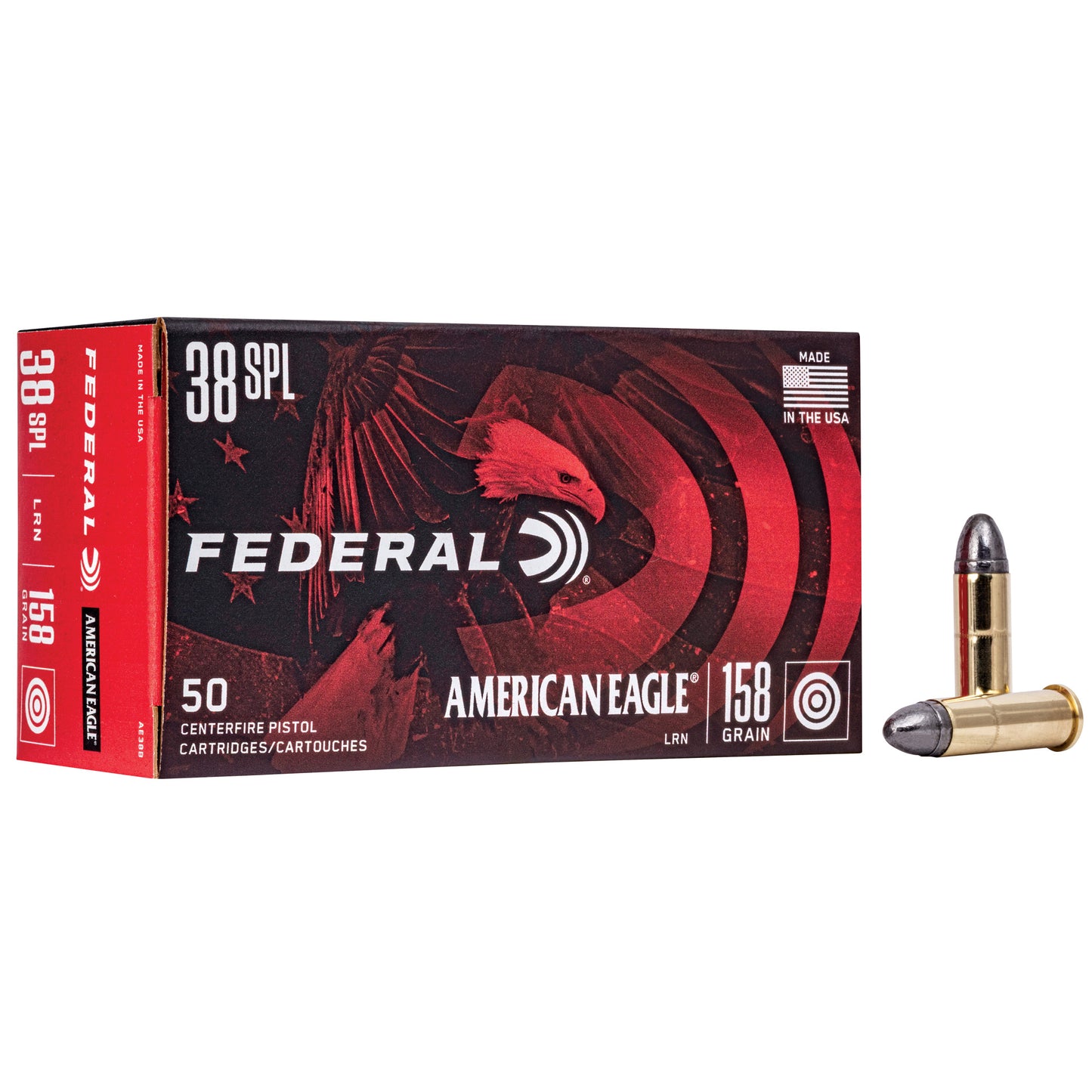 Federal American Eagle Syntech 38 Special 158 Grain Lead Round Nose Ammunition, 50 Rounds per Box