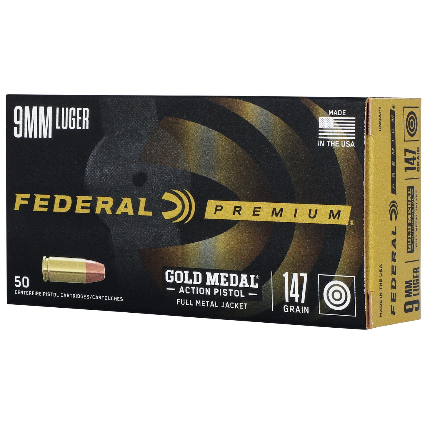 Federal Gold Medal Action Pistol 9mm 147 Grain FMJ Ammunition - Box of 50 Rounds