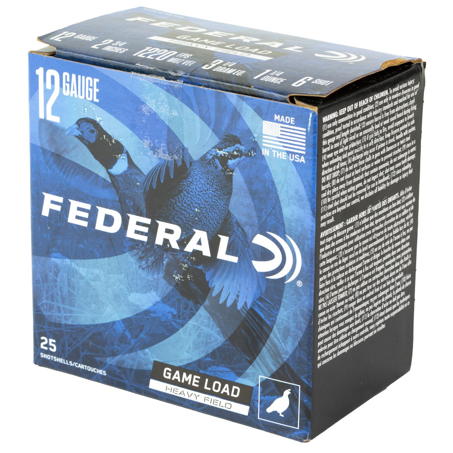 Federal Game Load 12 Gauge 2.75-Inch #6 Shot, 1 1/4 Oz, 3 1/4 Dram * Pack of 25