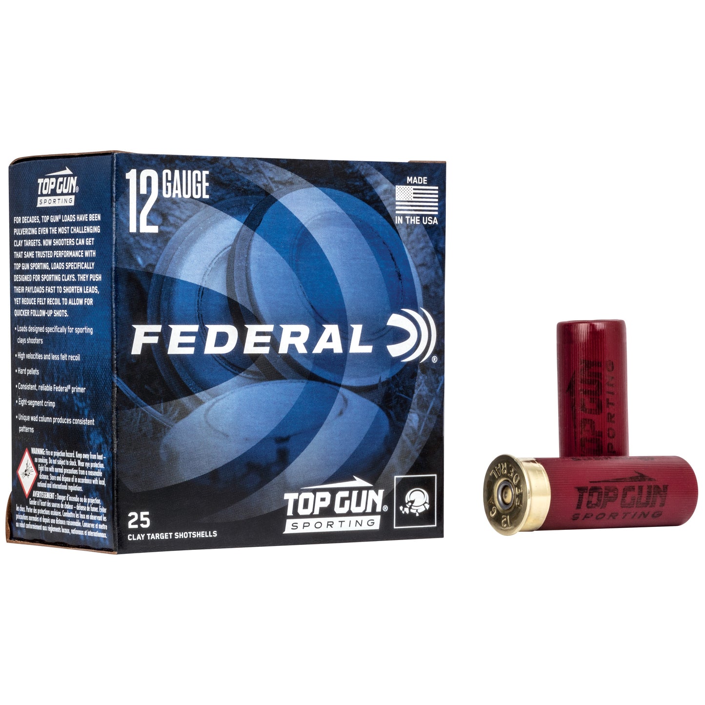 Federal Top Gun Sporting 12 Gauge 2.75-Inch #8 Lead Shotshells - 1 oz, Pack of 25