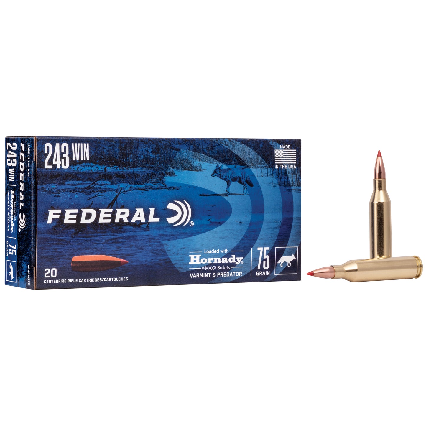 Federal Varmint & Predator .243 Winchester 75 Grain V-Max Bullets * 20 Count Box
