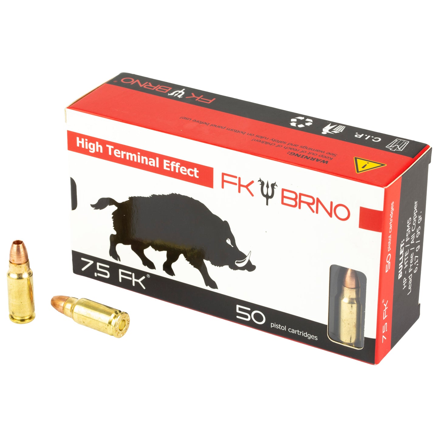 FK BRNO IFG F5 Ammunition - 7.5 FK, 95 Grain Hollow Point, 50 Rounds