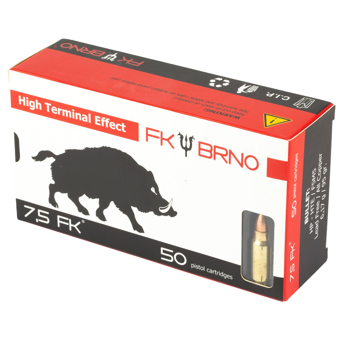 FK BRNO IFG F5 Ammunition - 7.5 FK, 95 Grain Hollow Point, 50 Rounds