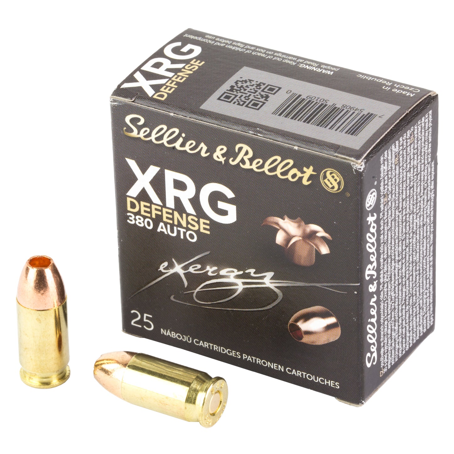 Sellier & Bellot 380 ACP 77-Grain Hollow Point Ammunition - XRG Defense Series
