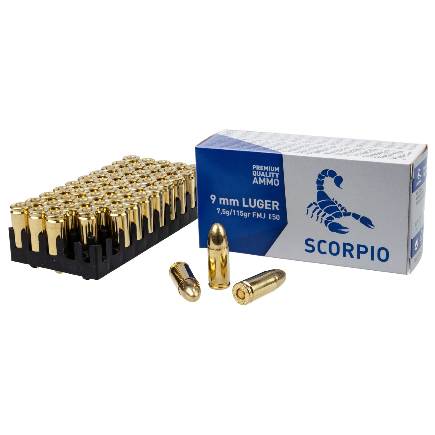 STV Technology Scorpio 9mm 115 Grain Full Metal Jacket Ammo * Reliable 50 Rounds per Box, 1000 Rounds per Case