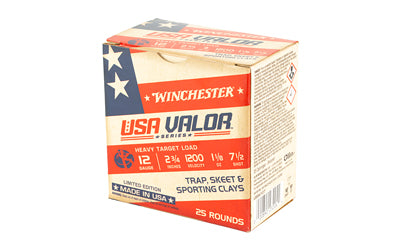 Winchester Ammunition USA VALOR 12 Gauge 2.75 Inch #7.5 Shot, 25 Rounds Per Box