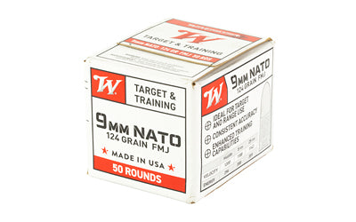 Winchester Ammunition USA White Box 9mm NATO 124-Grain Full Metal Jacket Ammunition (50 Rounds)
