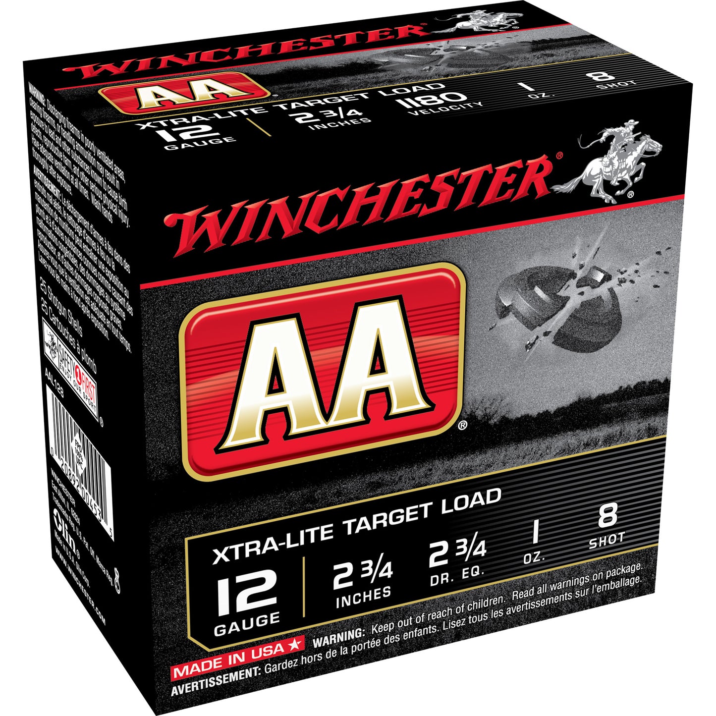 Winchester Ammunition AA Ex-Light 12 Gauge Shotshells, 1 oz #8, 25 Rounds per Box